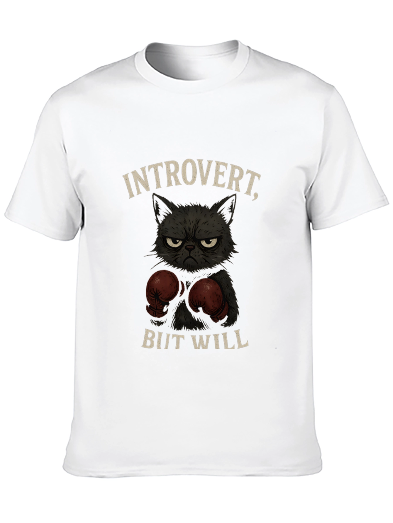 Introvert Boxer Cat Graphic T-Shirt