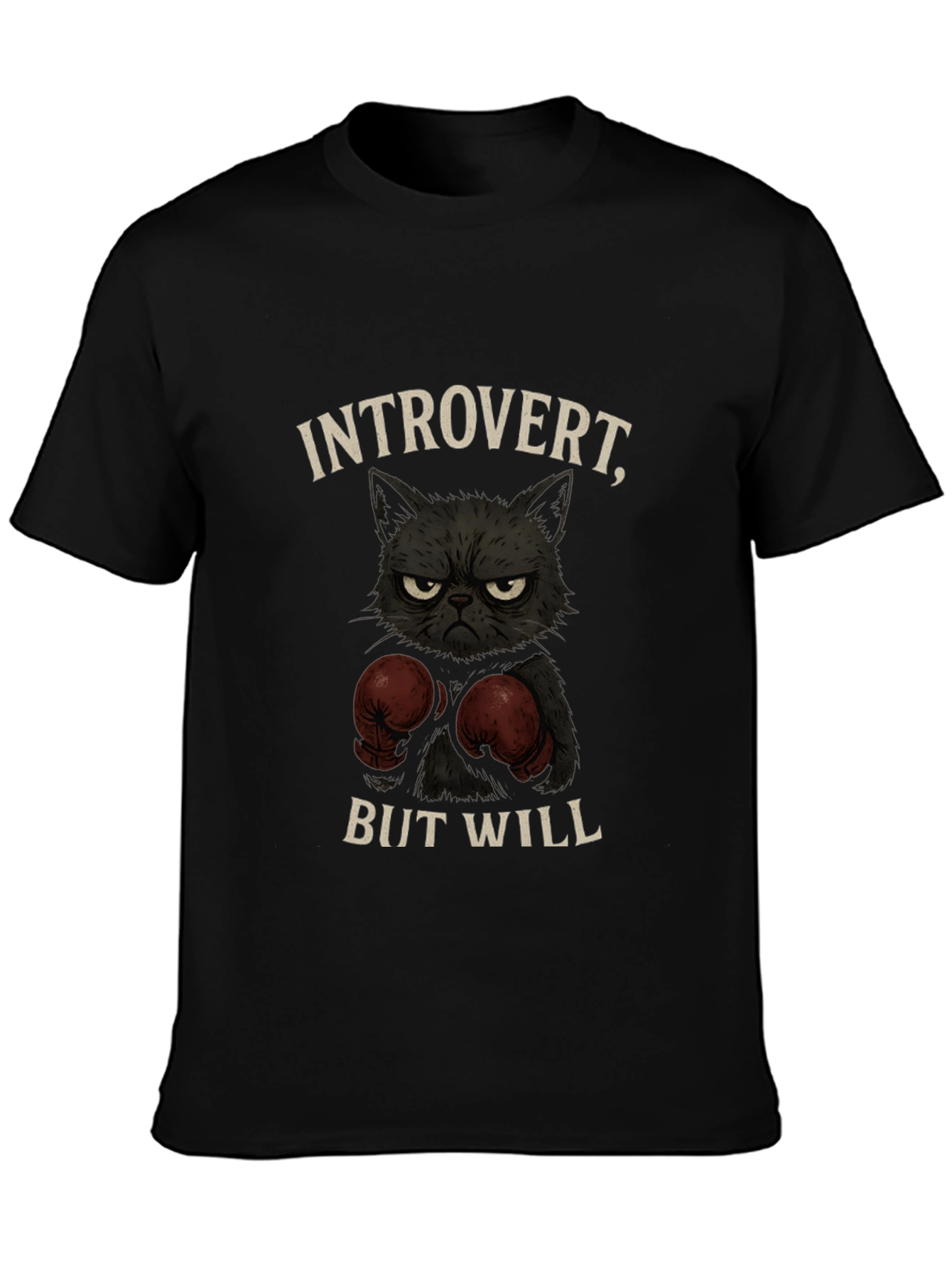 Introvert Boxer Cat Graphic T-Shirt