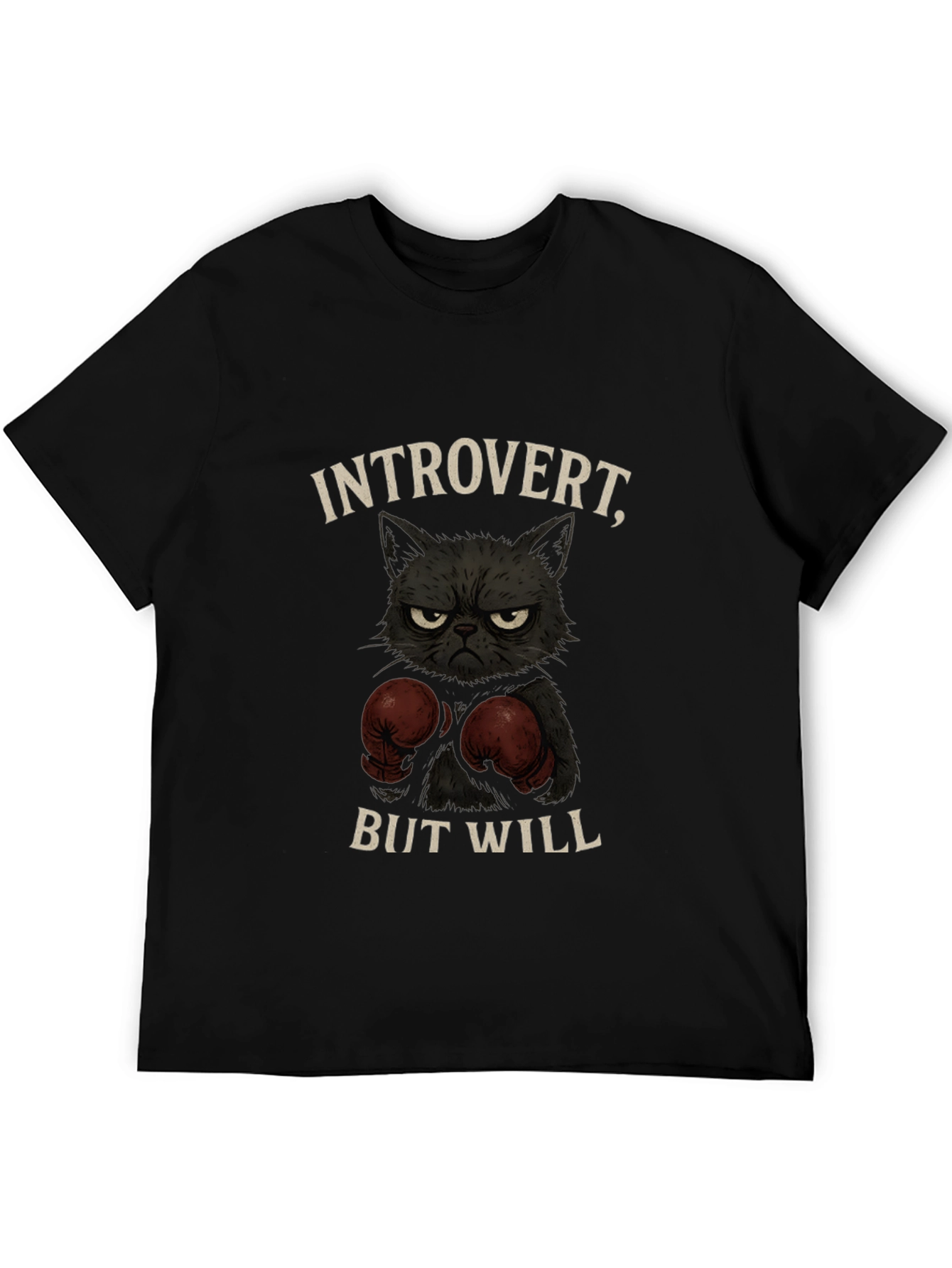 Introvert Boxer Cat Graphic T-Shirt