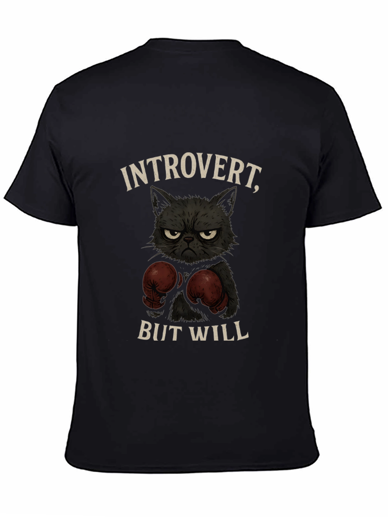 Introvert Boxer Cat Graphic T-Shirt