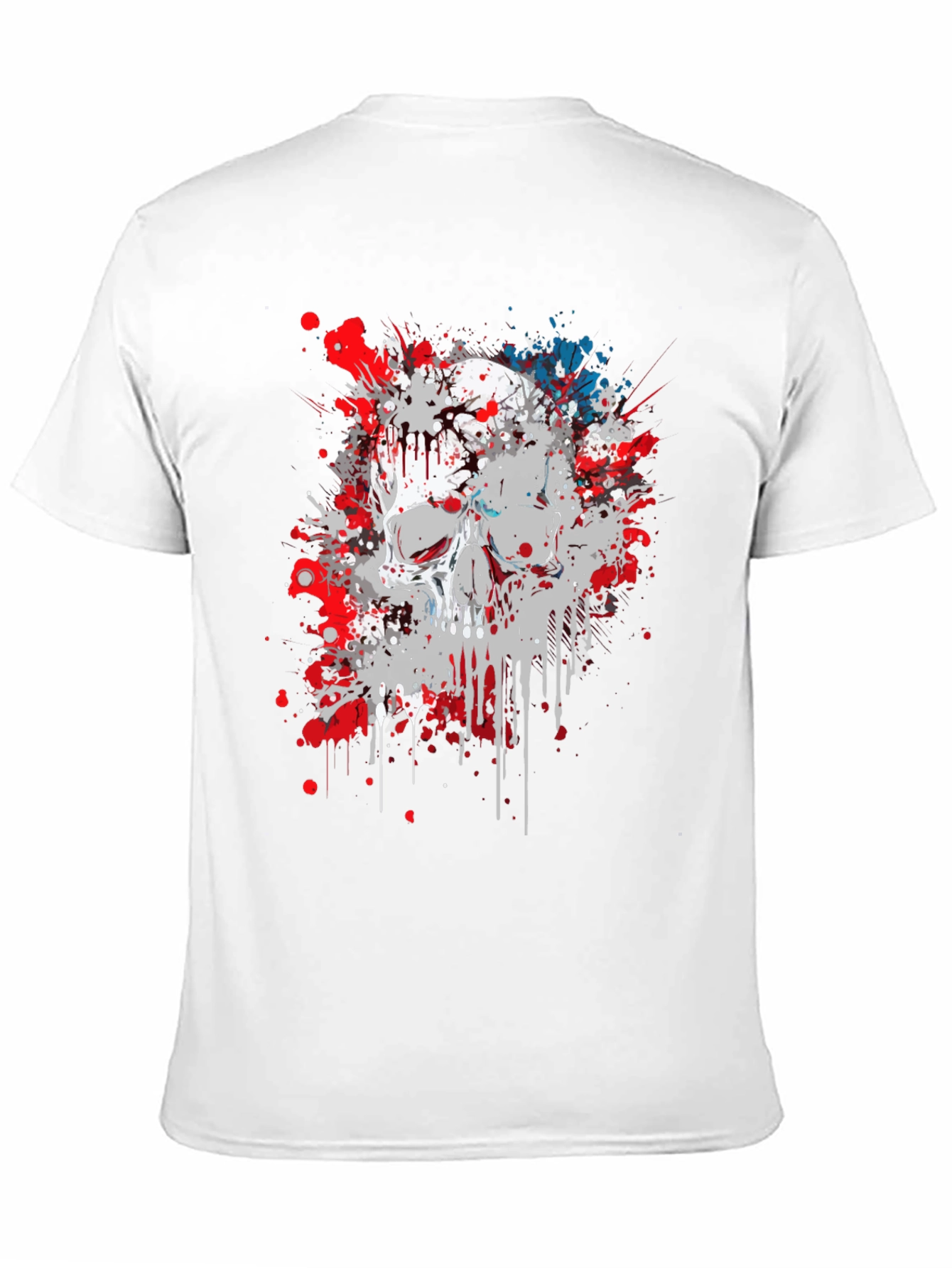 Skull Splatter Graphic Print Black T-Shirt