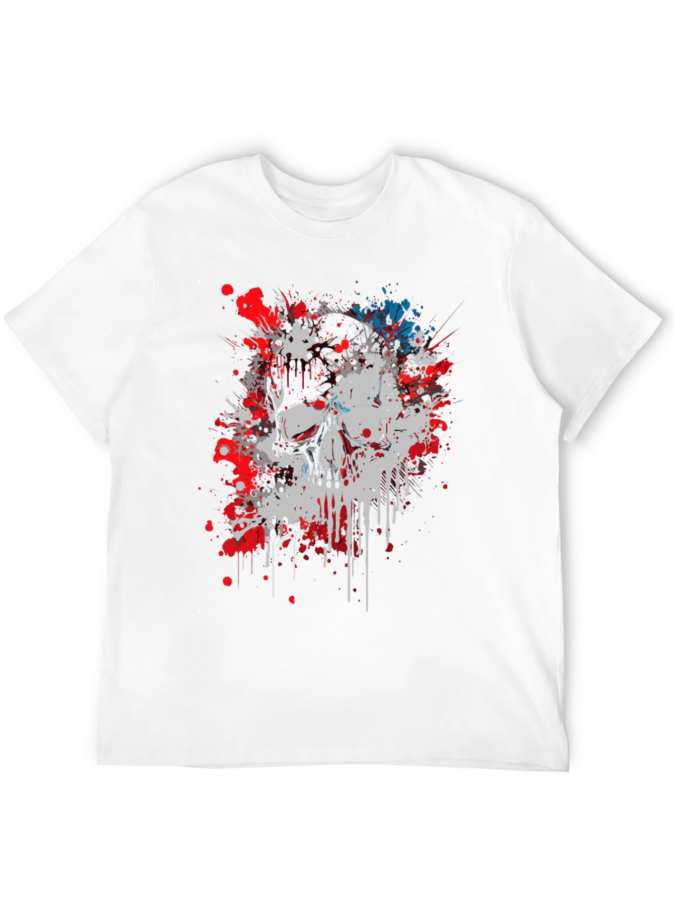 Skull Splatter Graphic Print Black T-Shirt