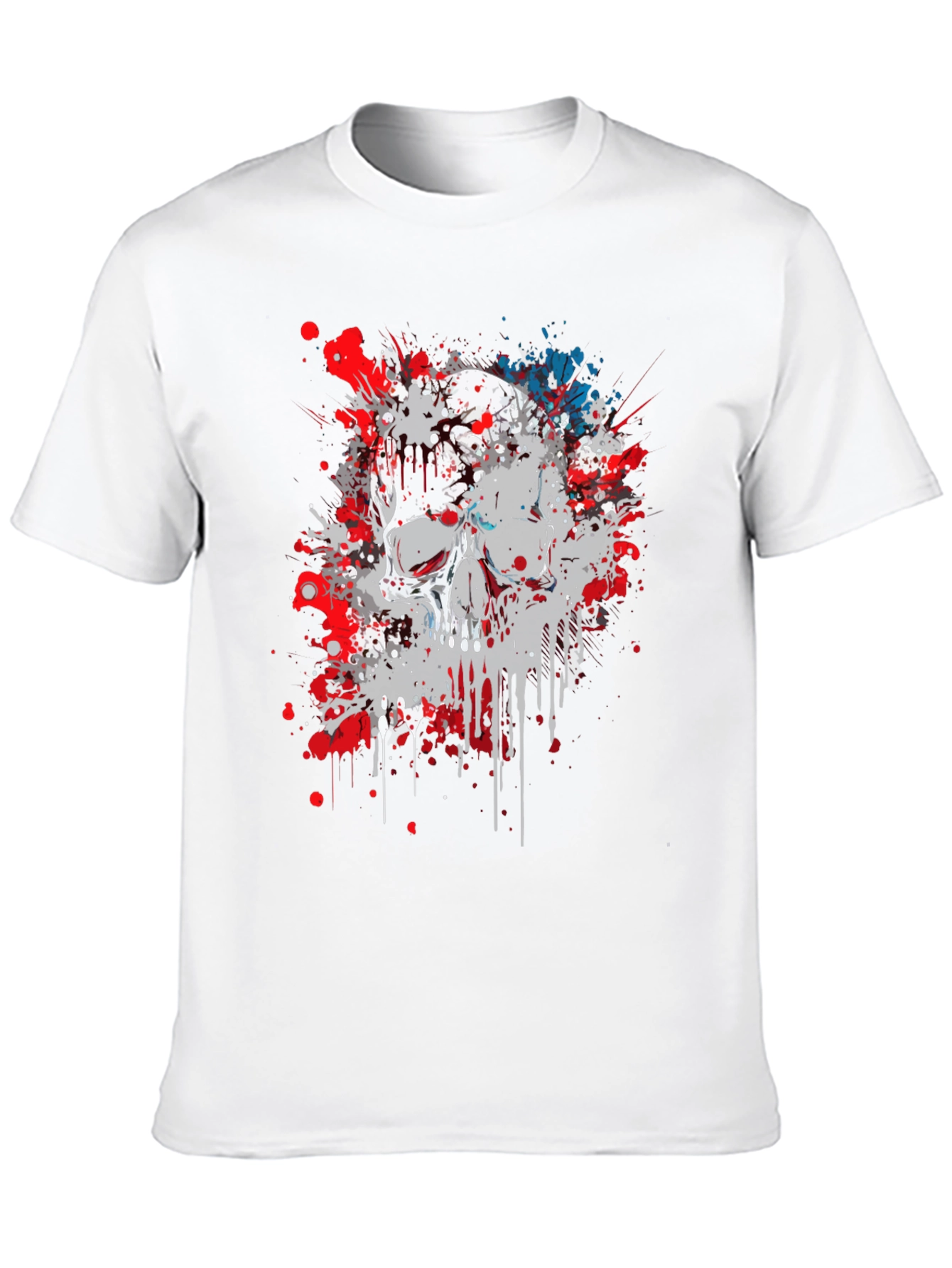 Skull Splatter Graphic Print Black T-Shirt
