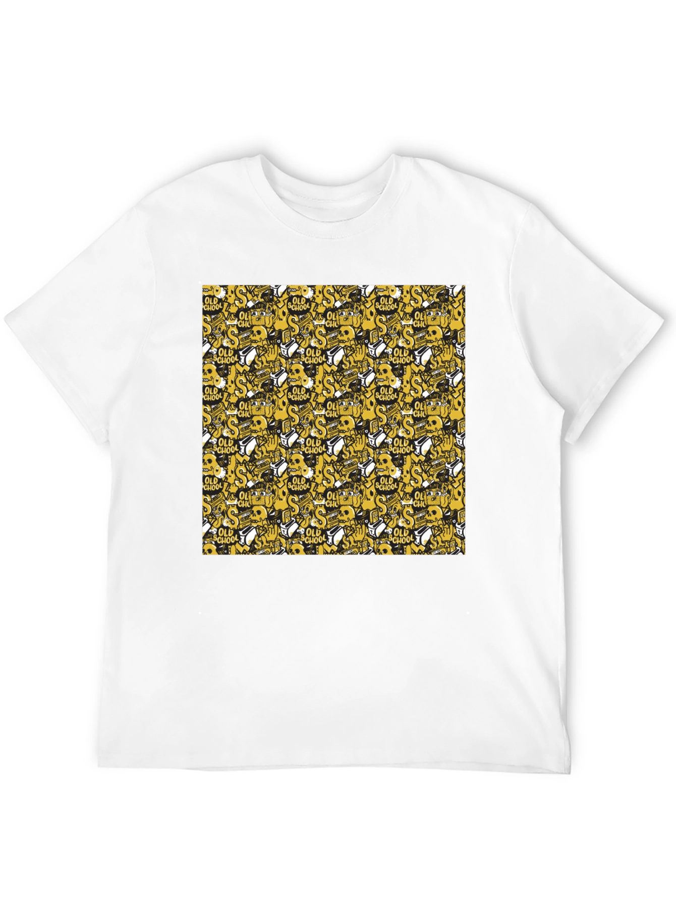 Old School Pattern Black T-Shirt