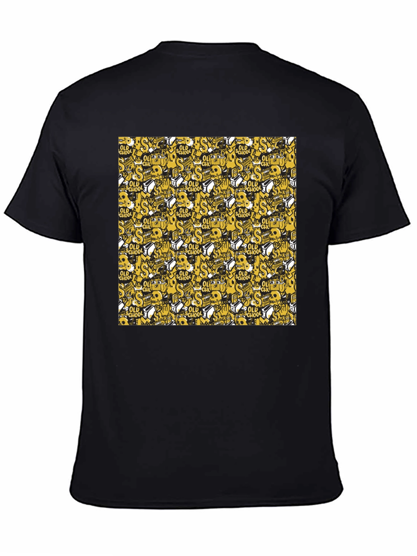 Old School Pattern Black T-Shirt