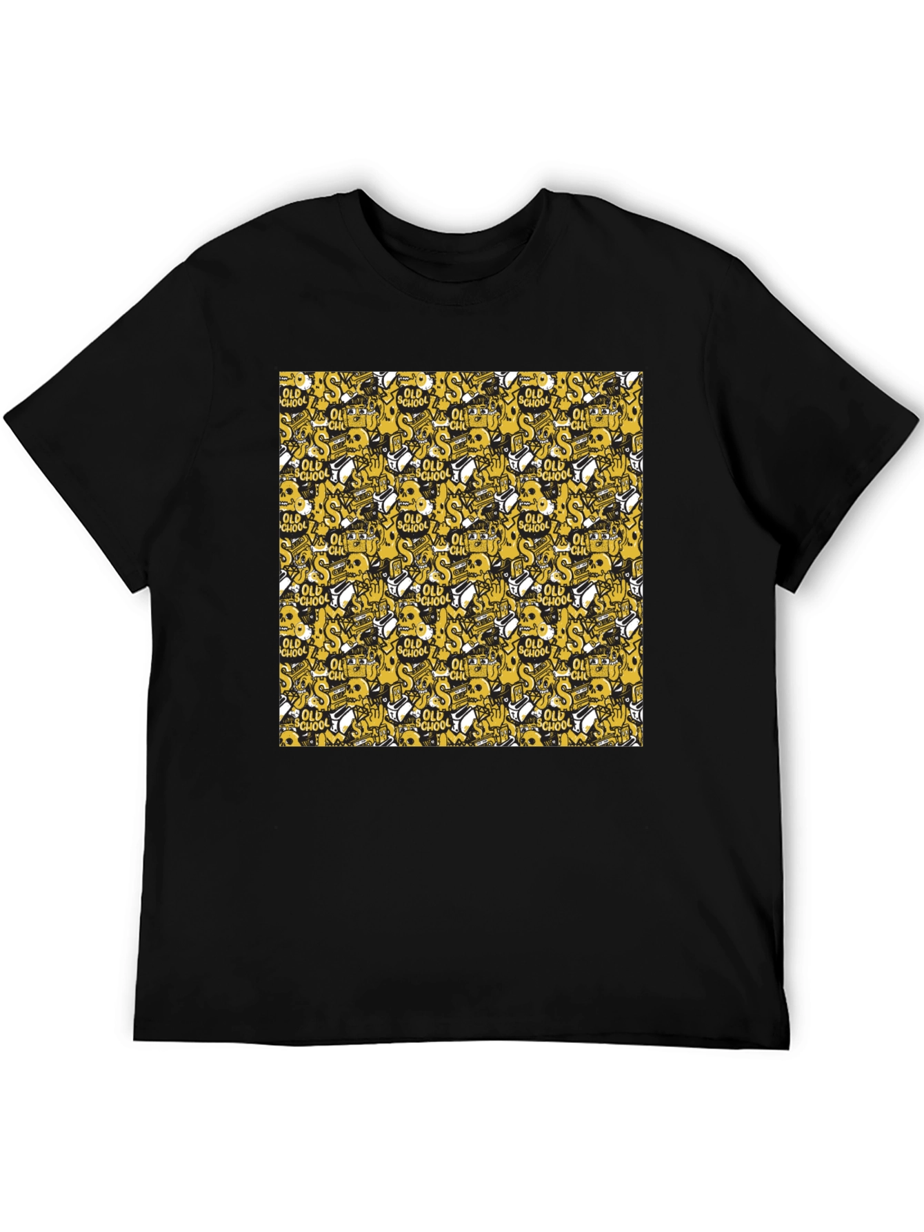 Old School Pattern Black T-Shirt