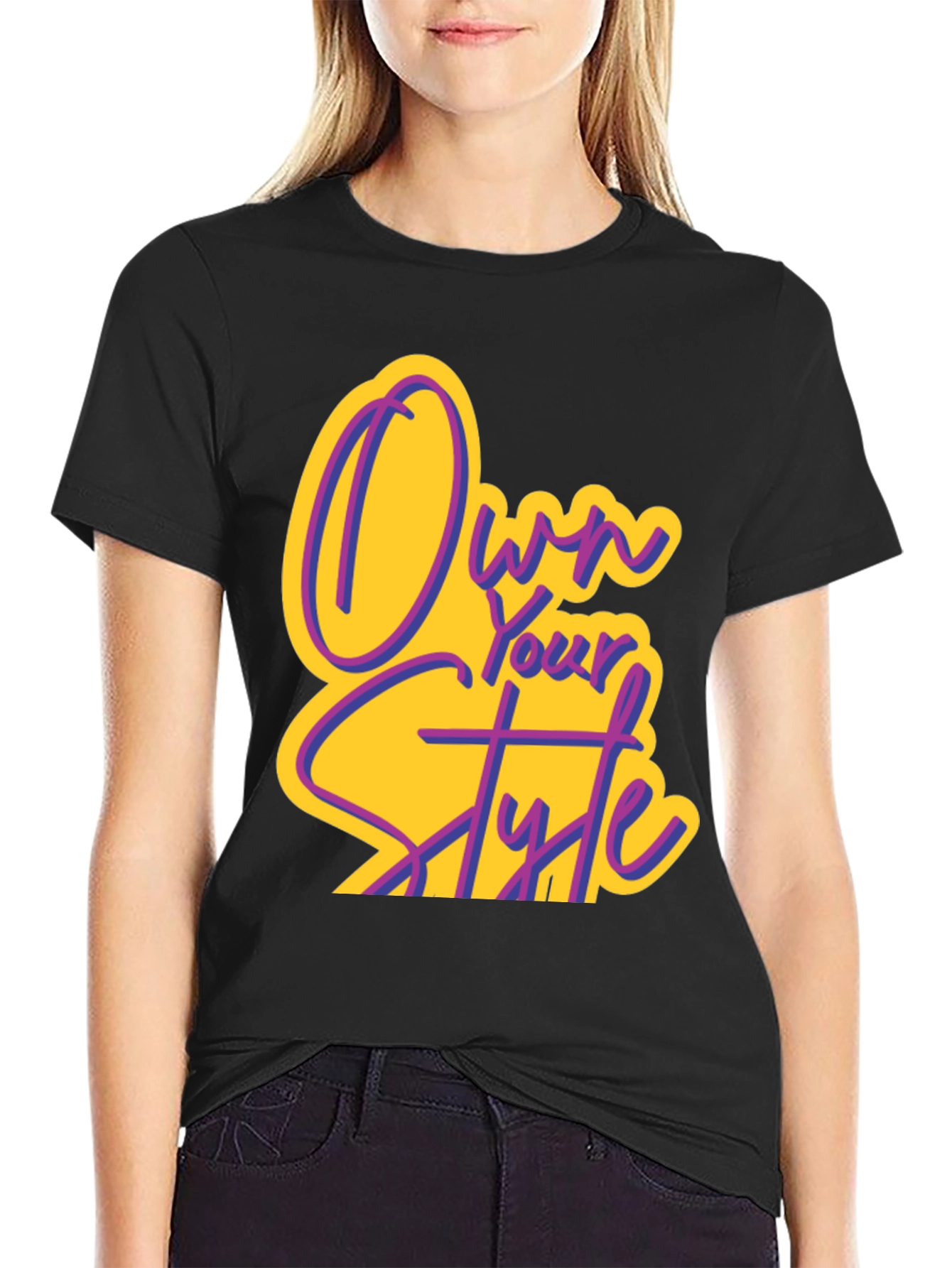 Own Your Style Graphic Tee - Black Cotton T-Shirt