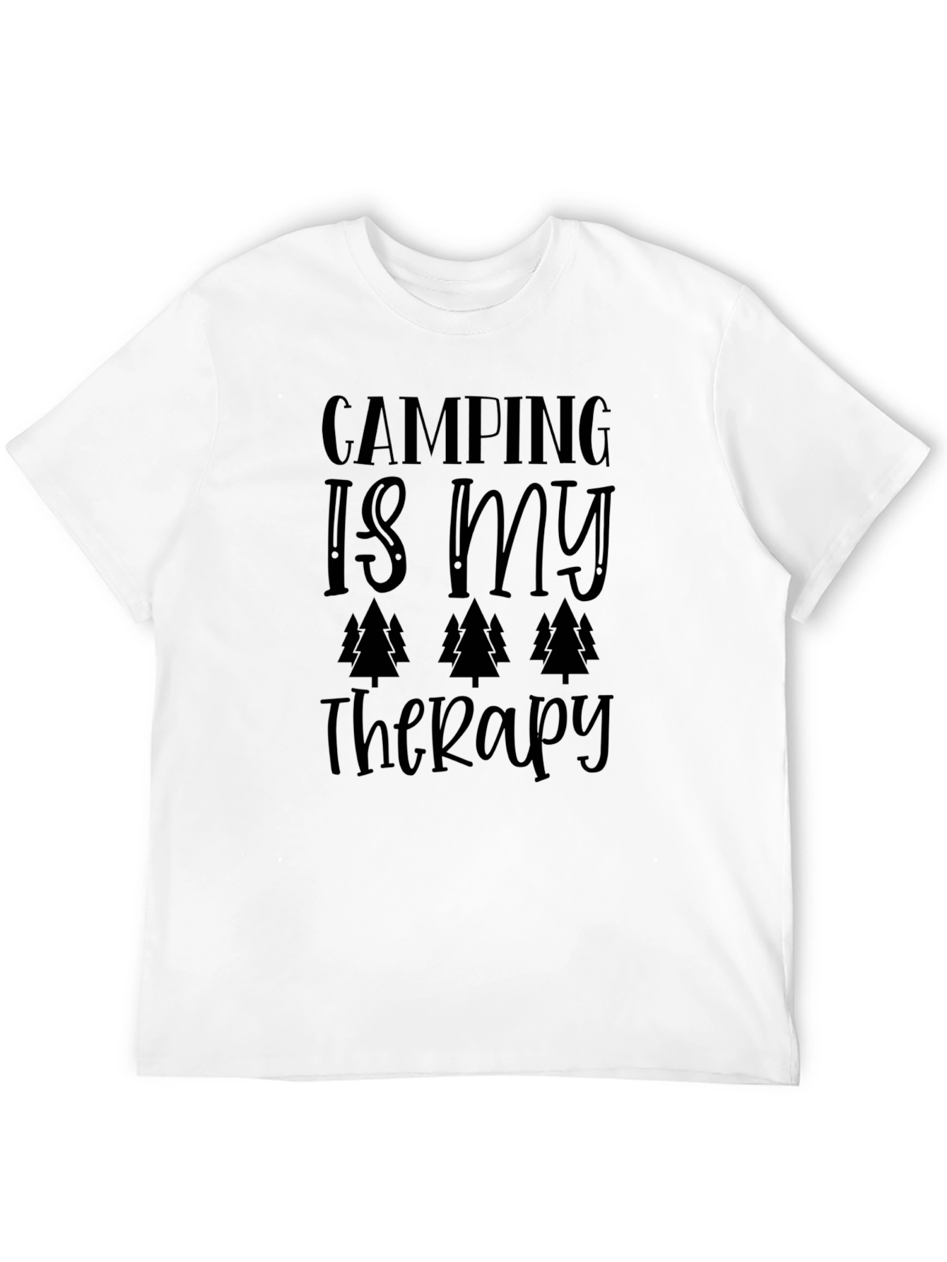 Camping Is My Therapy Graphic Tee - Black