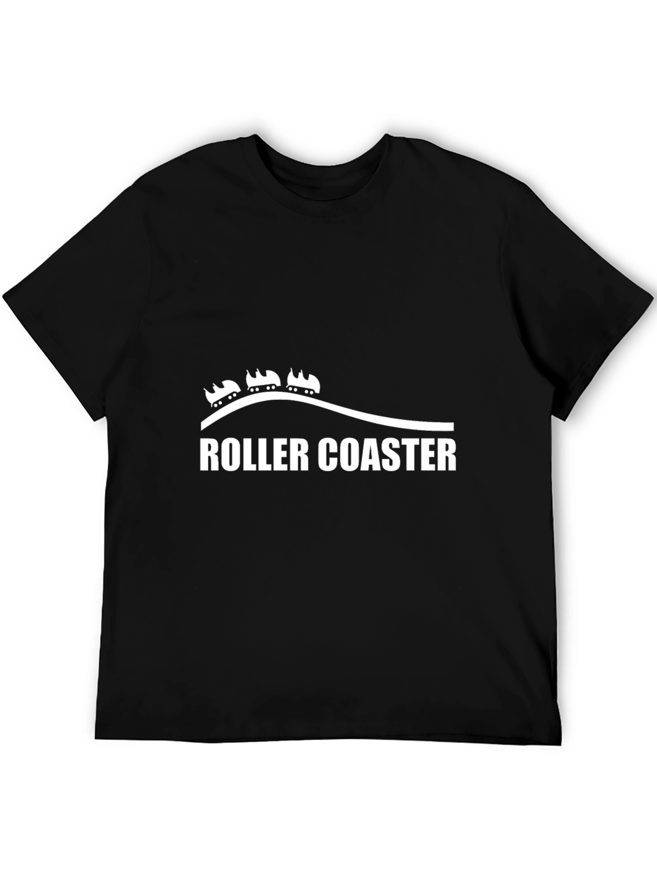 Roller Coaster Graphic Tee - Black Cotton T-Shirt