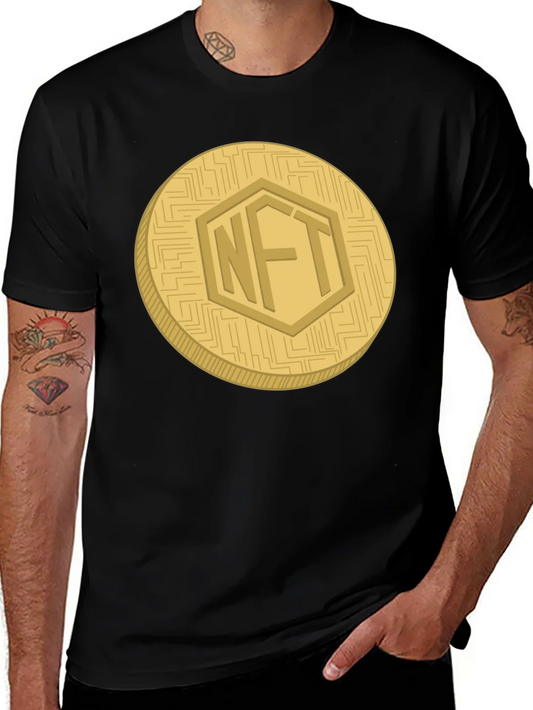 NFT Crypto Coin Graphic Tee - Black Casual T-Shirt