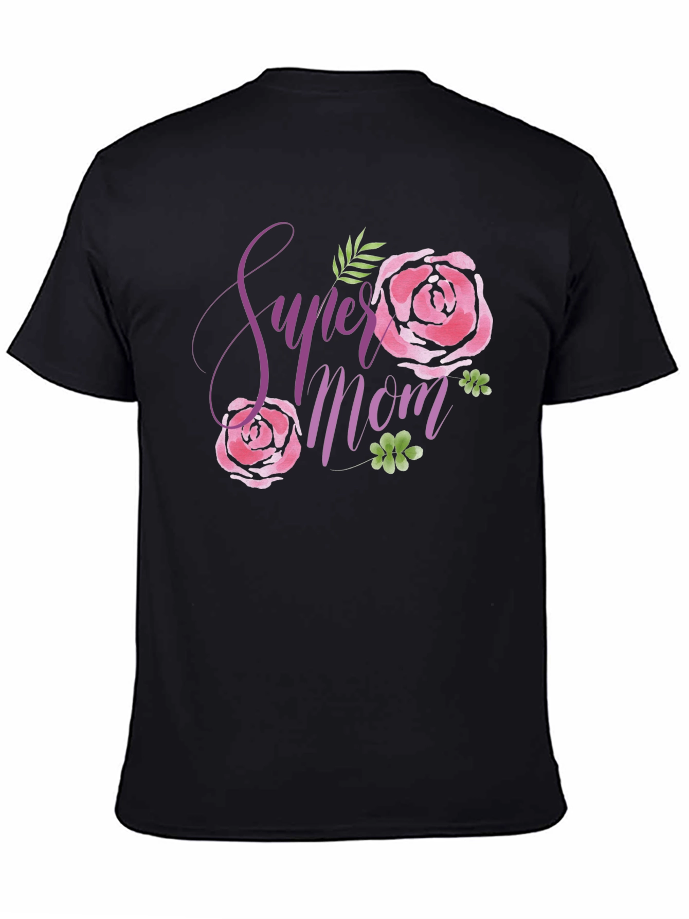 Super Mom Floral Black T-Shirt