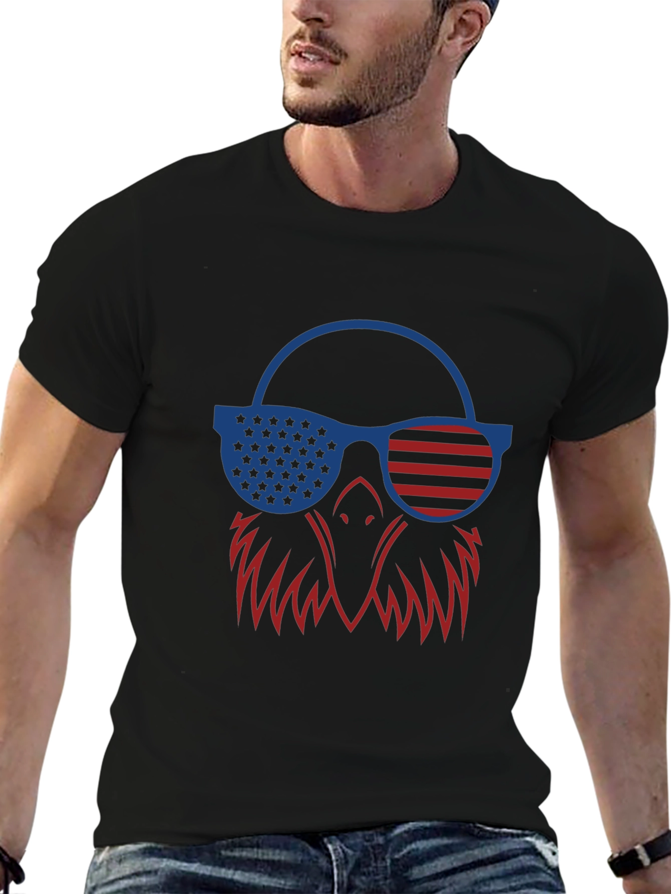 Patriotic Eagle T-Shirt - USA Flag Sunglasses