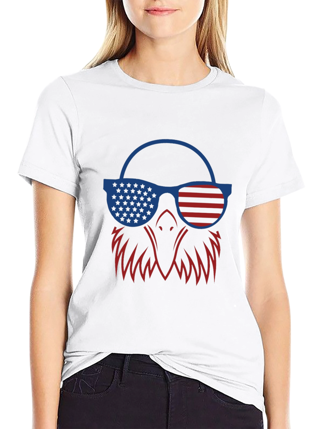 Patriotic Eagle T-Shirt - USA Flag Sunglasses