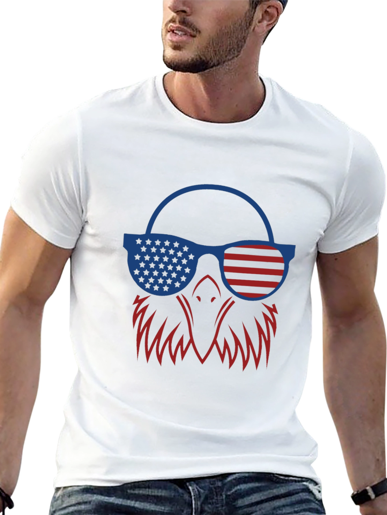 Patriotic Eagle T-Shirt - USA Flag Sunglasses