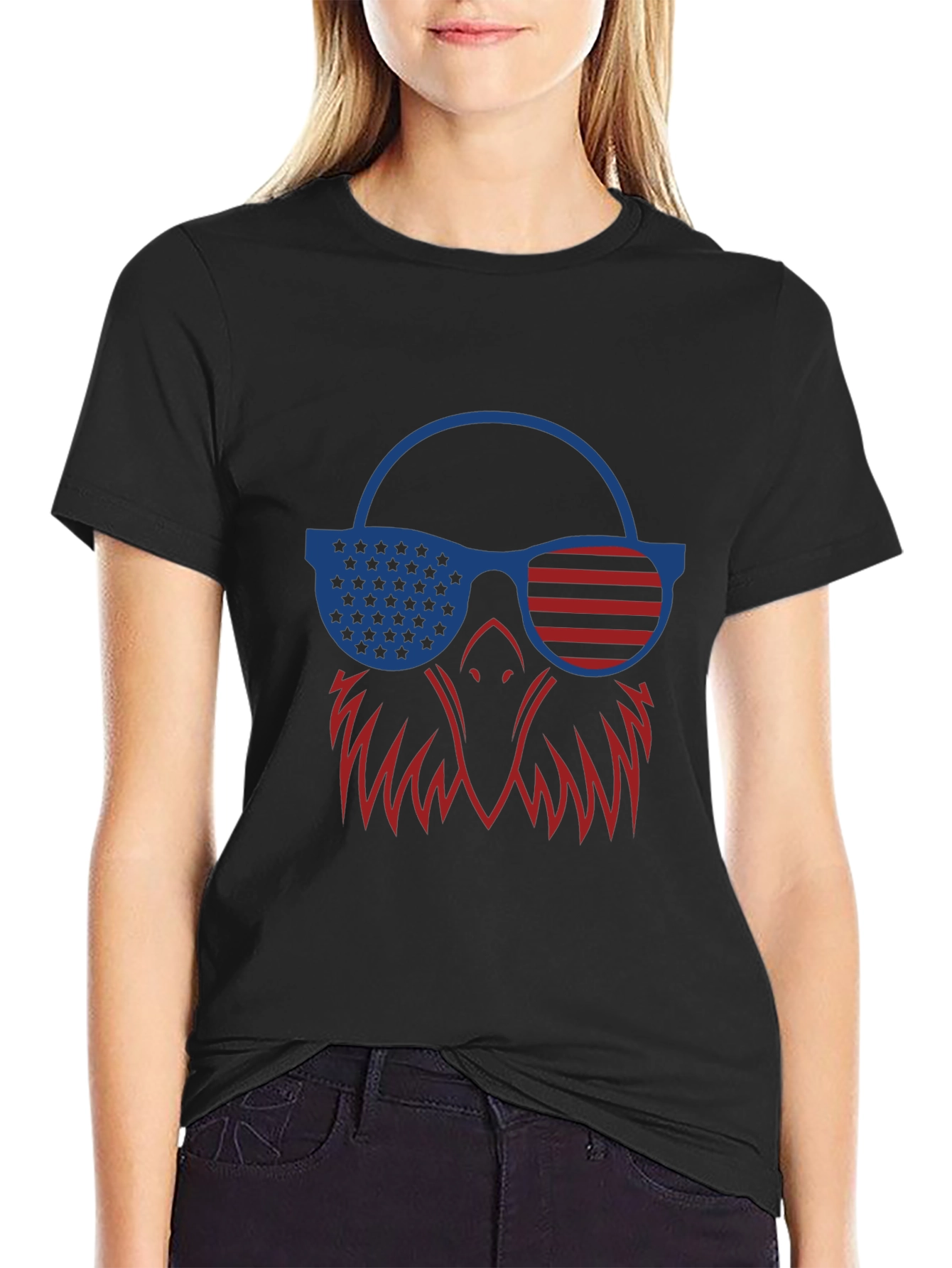 Patriotic Eagle T-Shirt - USA Flag Sunglasses