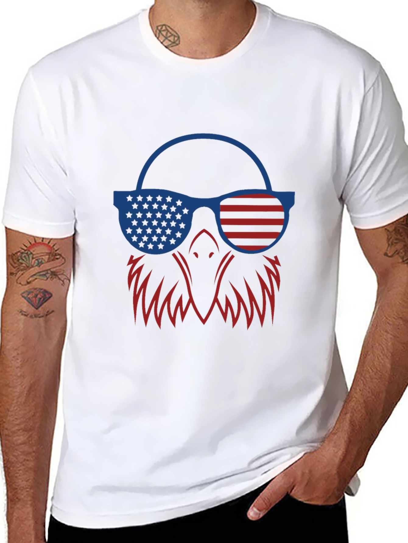 Patriotic Eagle T-Shirt - USA Flag Sunglasses