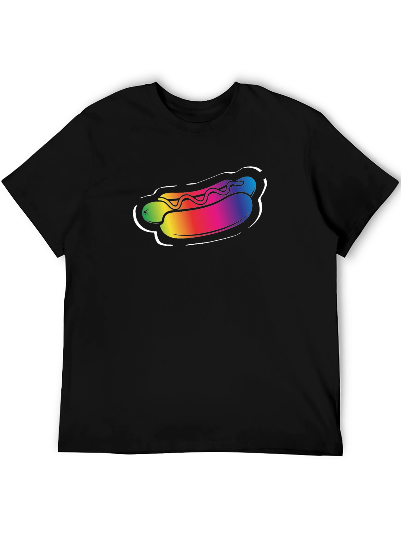 Rainbow Hotdog Graphic Tee - Black Unisex T-Shirt