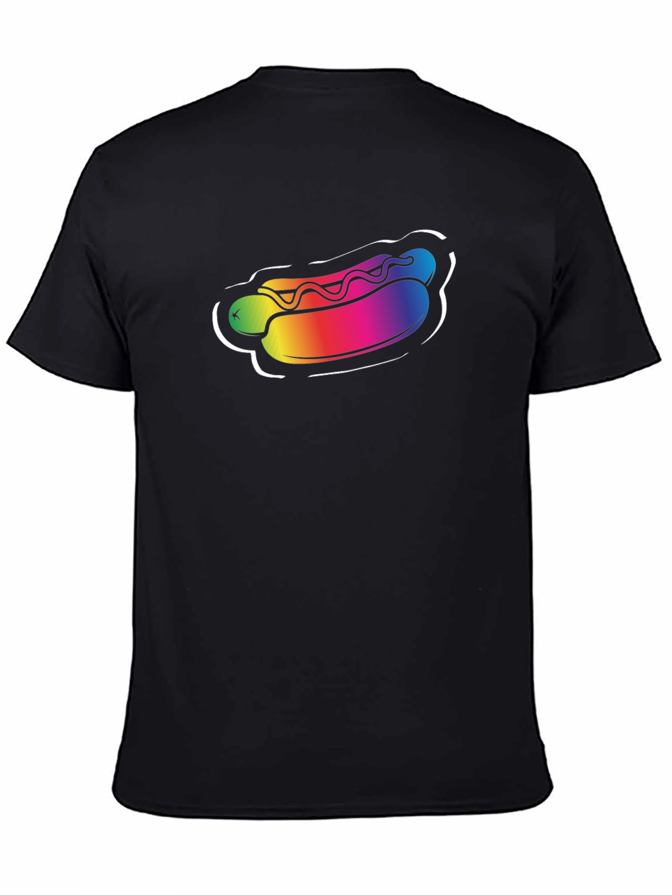 Rainbow Hotdog Graphic Tee - Black Unisex T-Shirt