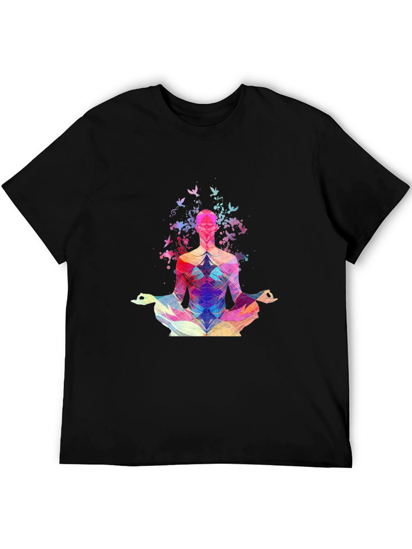 Meditative Geometric Design Black T-Shirt