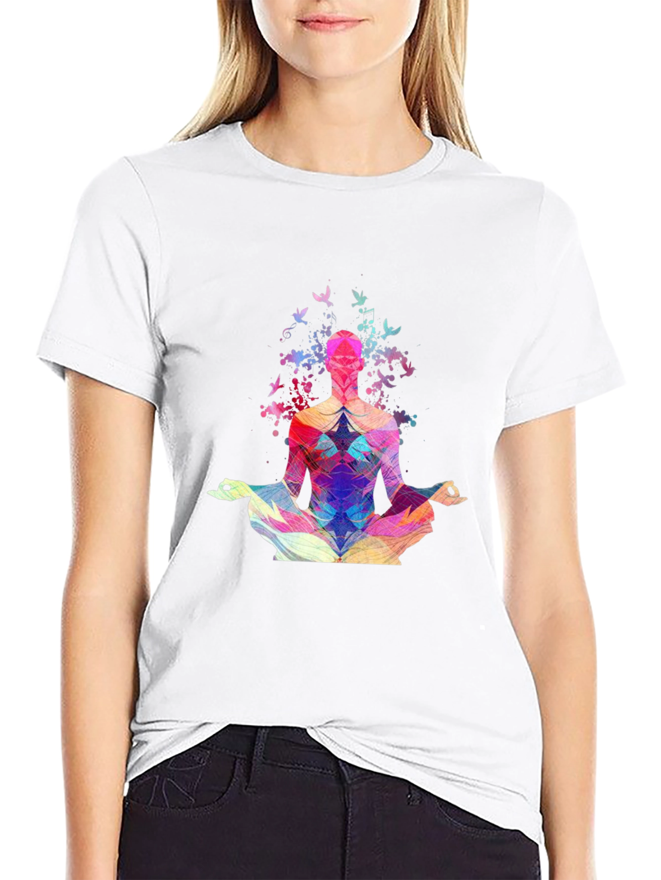Meditative Geometric Design Black T-Shirt