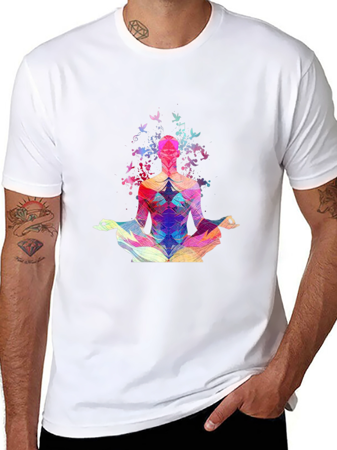 Meditative Geometric Design Black T-Shirt