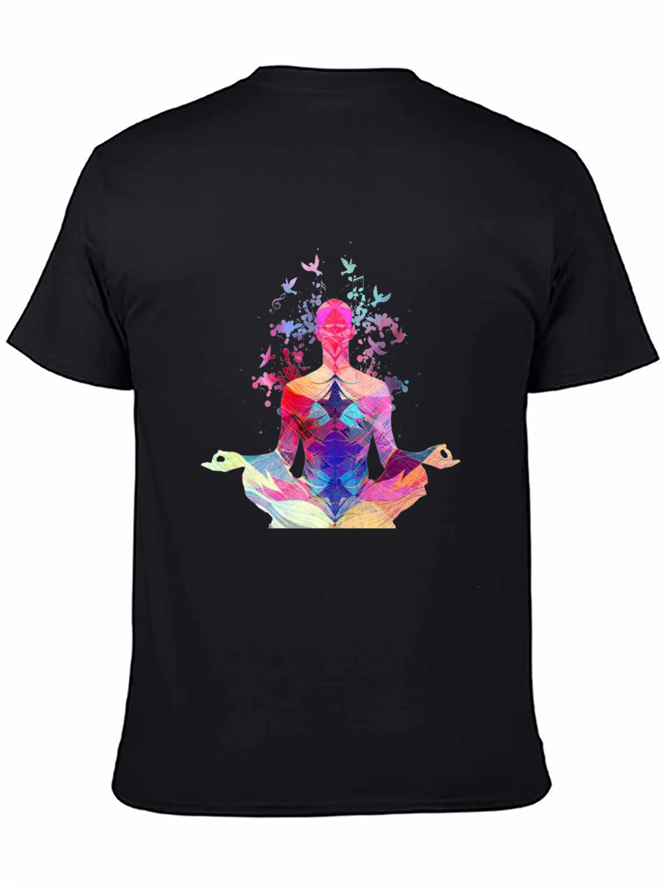 Meditative Geometric Design Black T-Shirt