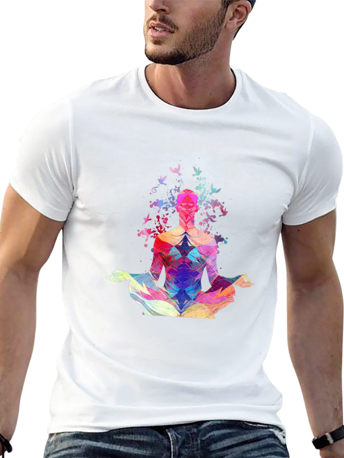 Meditative Geometric Design Black T-Shirt