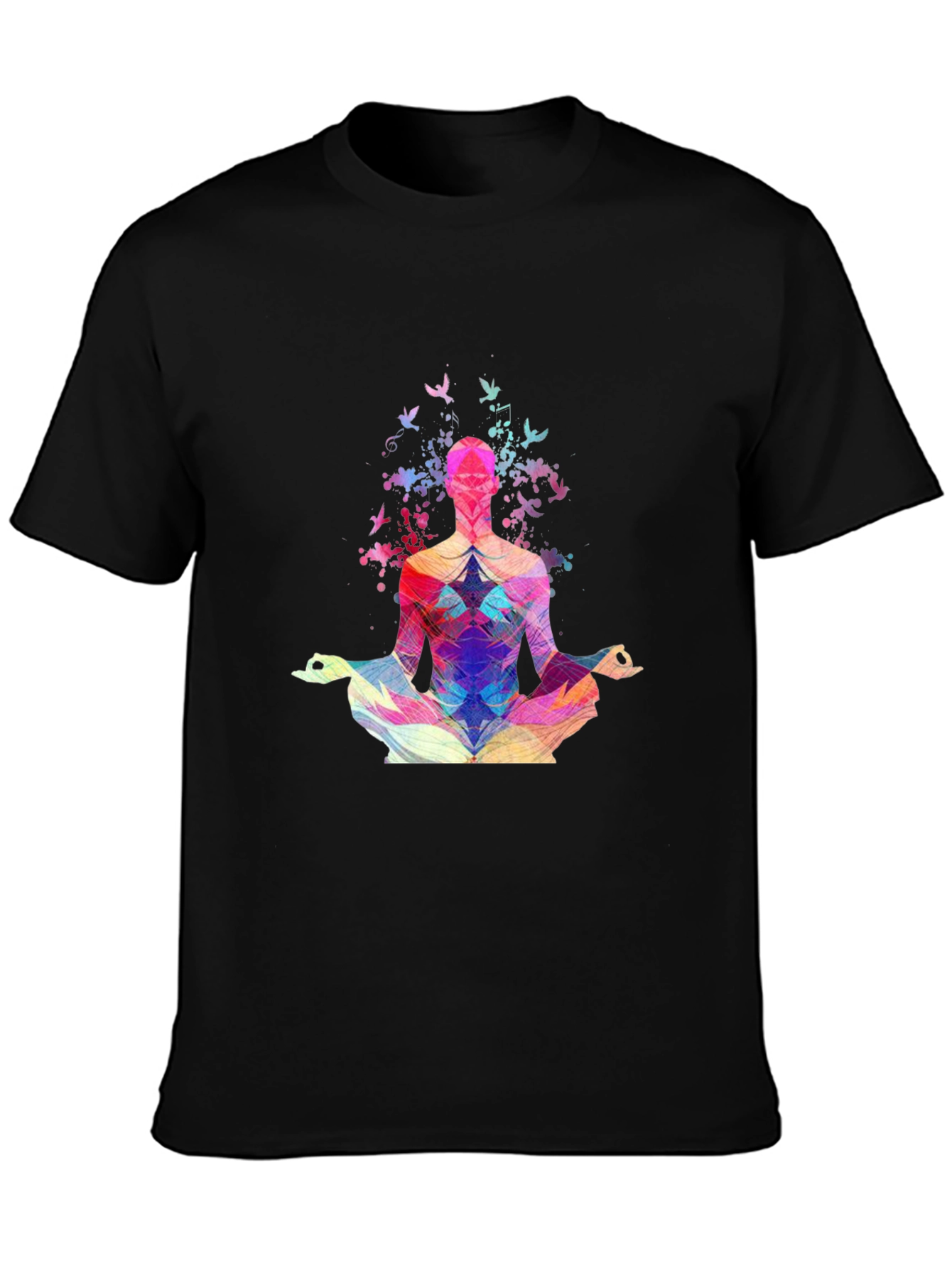 Meditative Geometric Design Black T-Shirt
