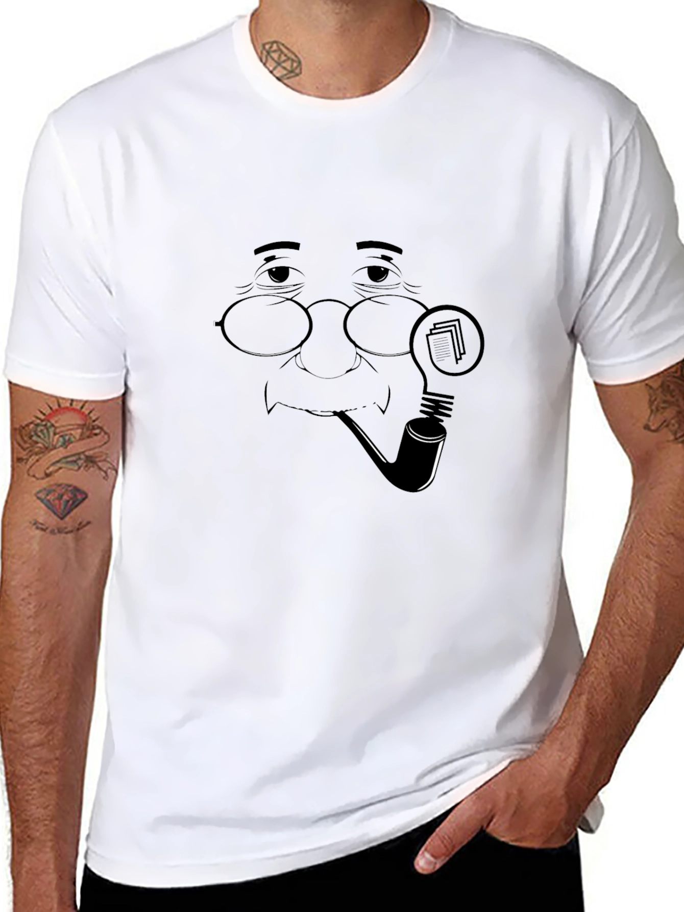 Whimsical Pipe Smoker T-Shirt - Black