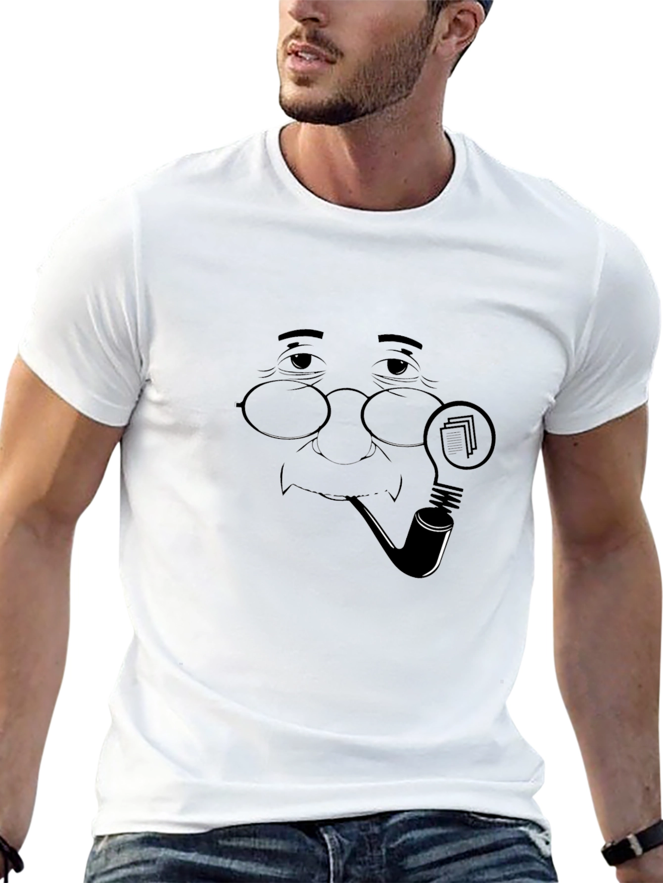 Whimsical Pipe Smoker T-Shirt - Black