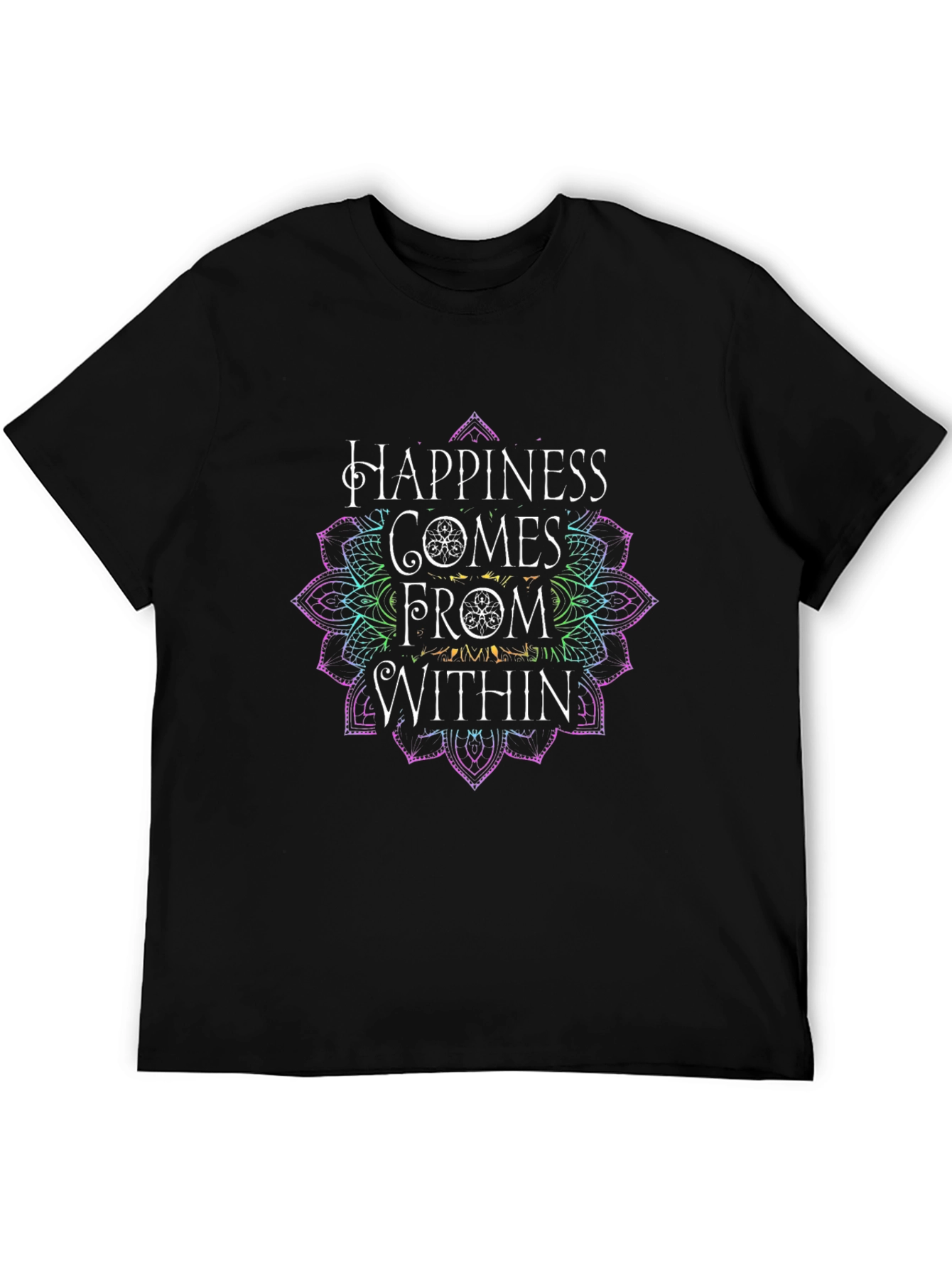 Happiness Within Graphic Tee - Black