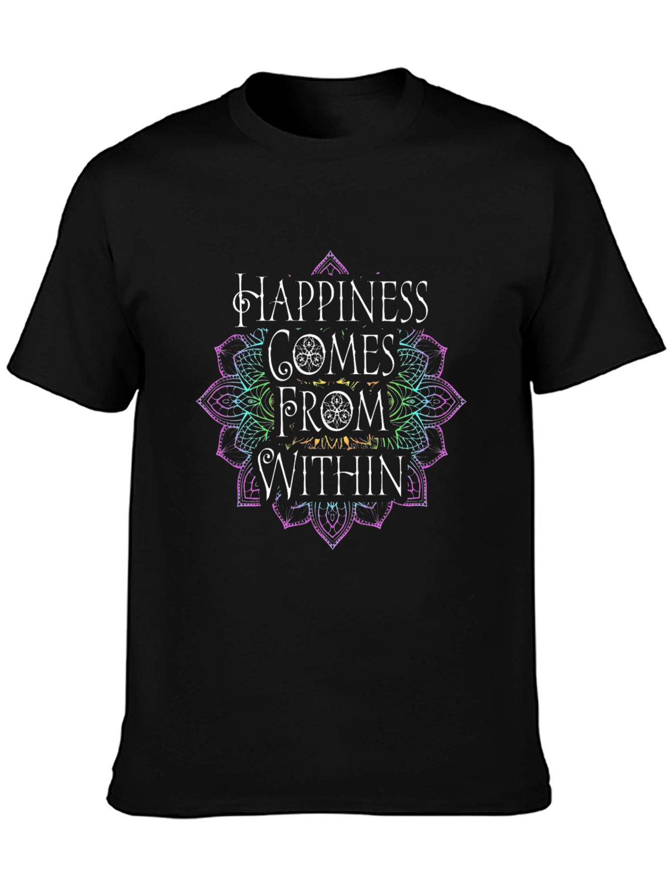 Happiness Within Graphic Tee - Black