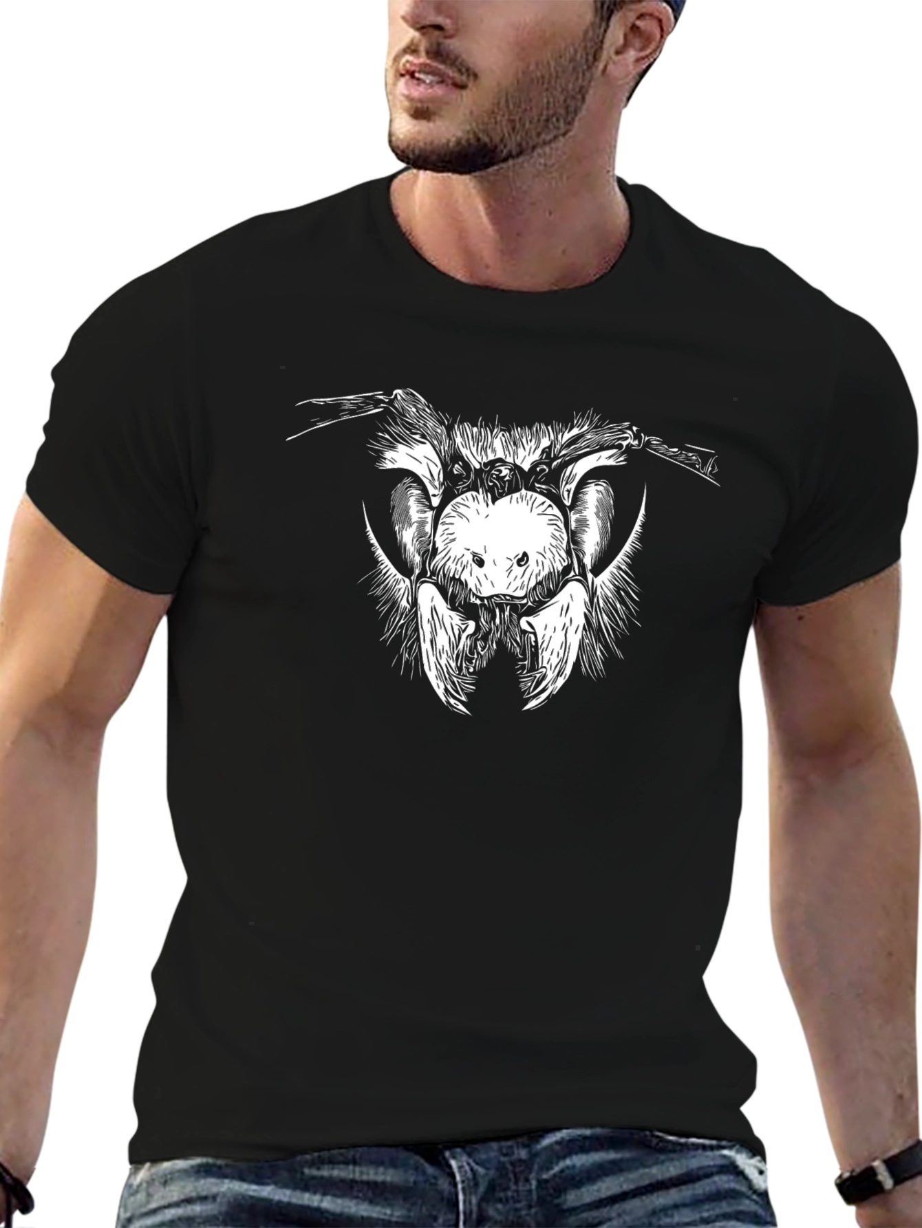 Bee Graphic T-Shirt - Black Cotton Tee