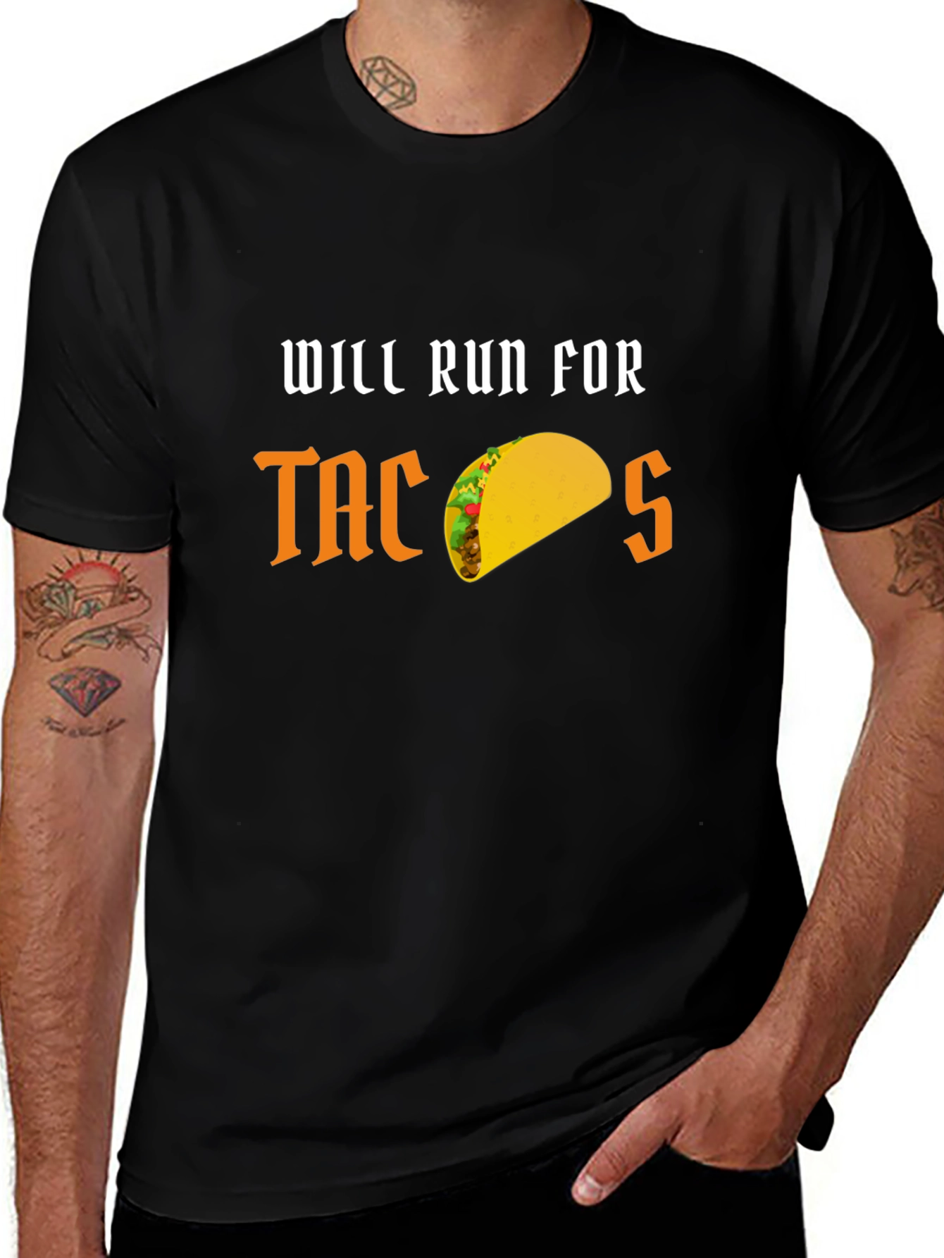 Will Run for Tacos Funny Graphic T-Shirt