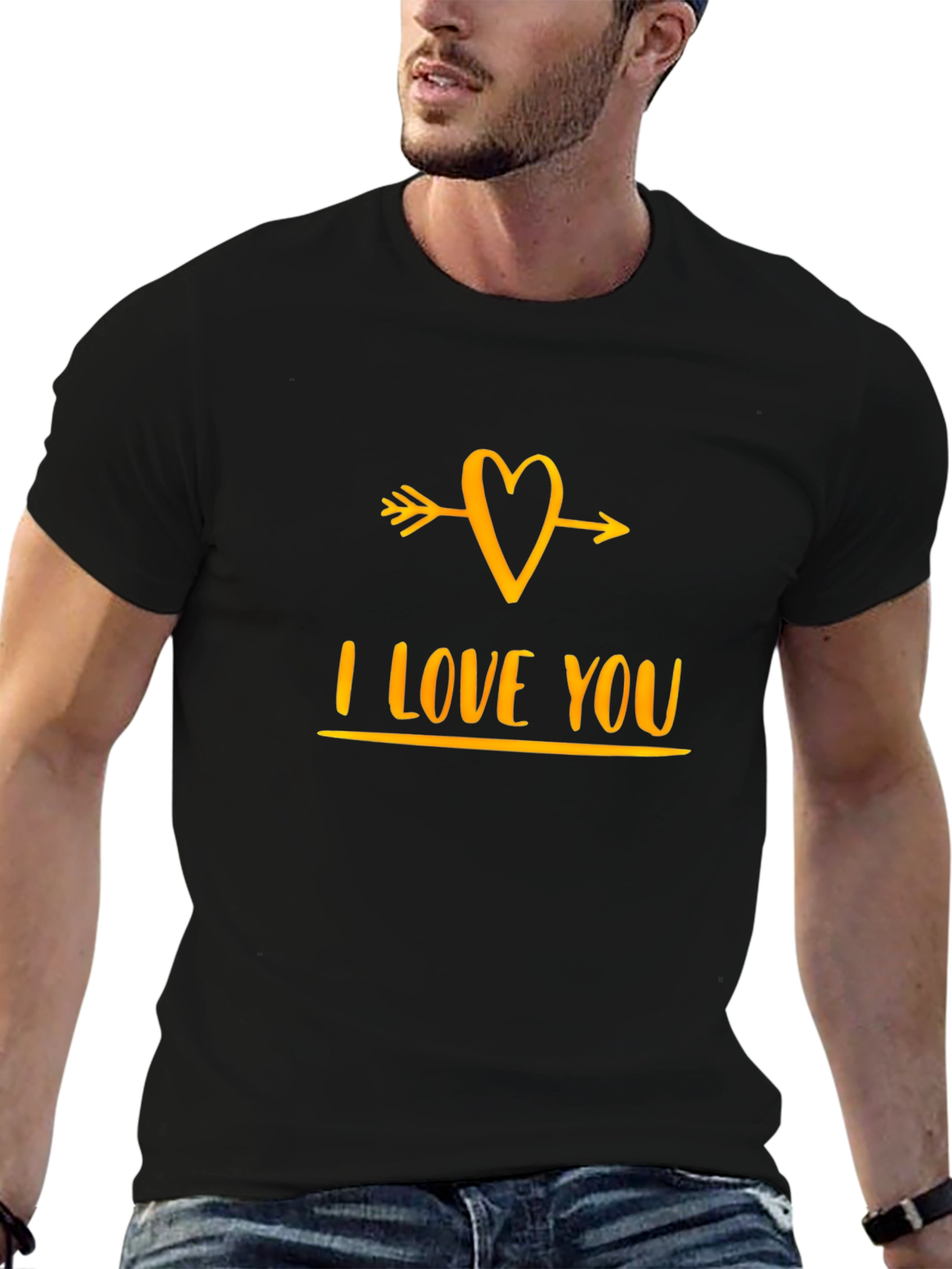 I Love You Heart Arrow Black Graphic Tee