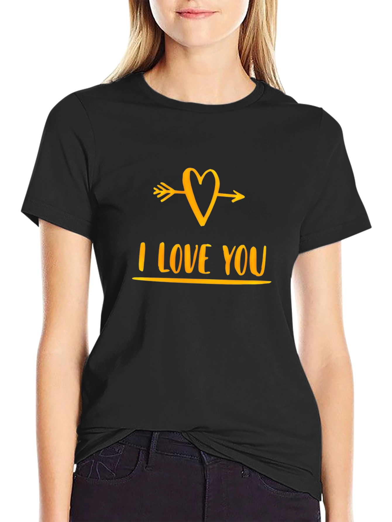 I Love You Heart Arrow Black Graphic Tee