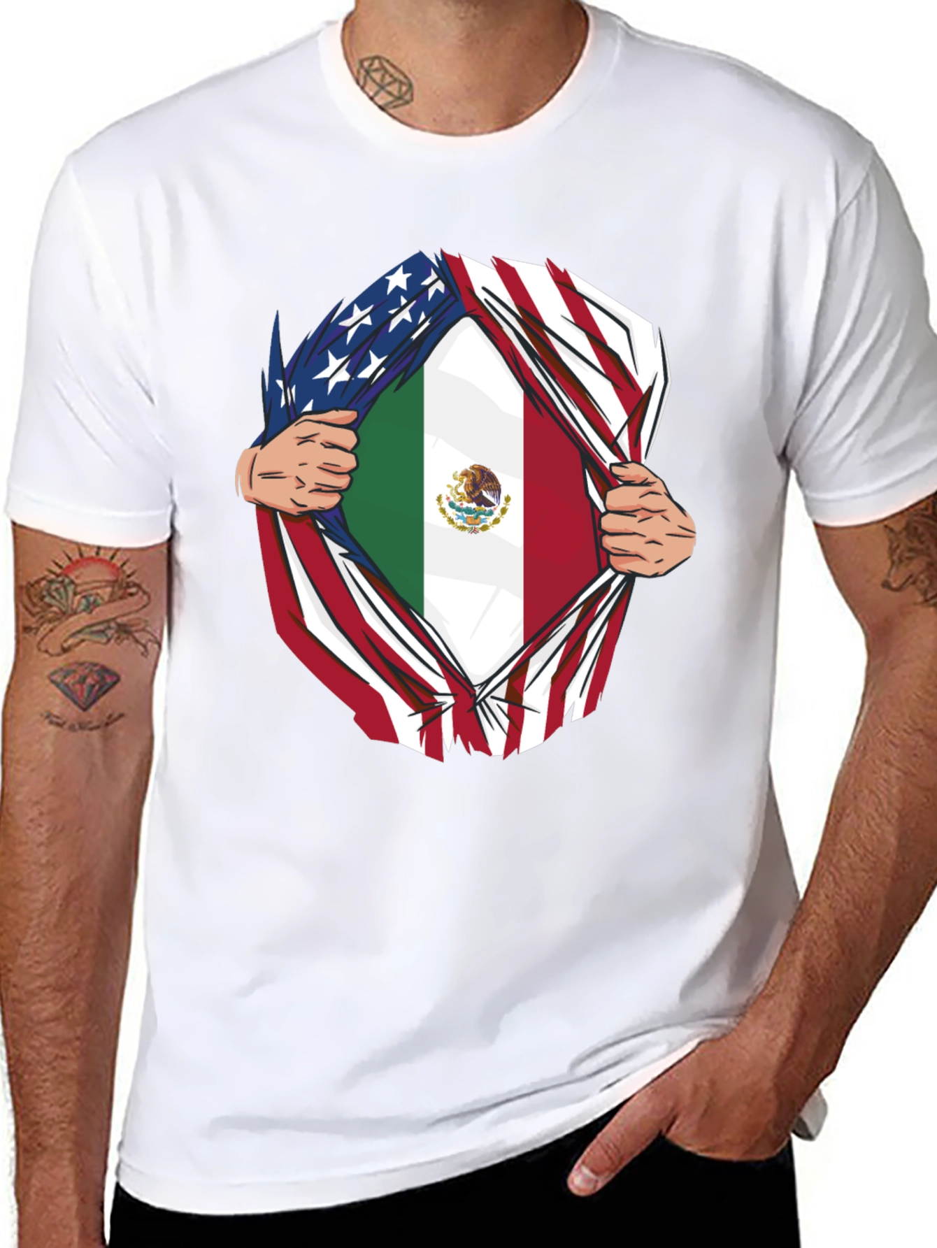 USA and Mexico Flag T-Shirt