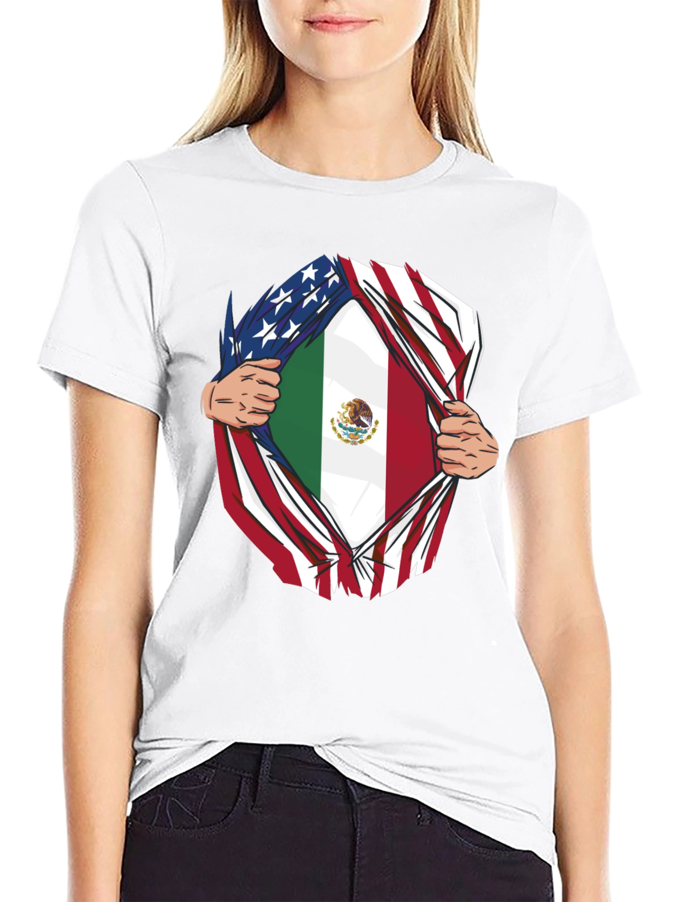 USA and Mexico Flag T-Shirt