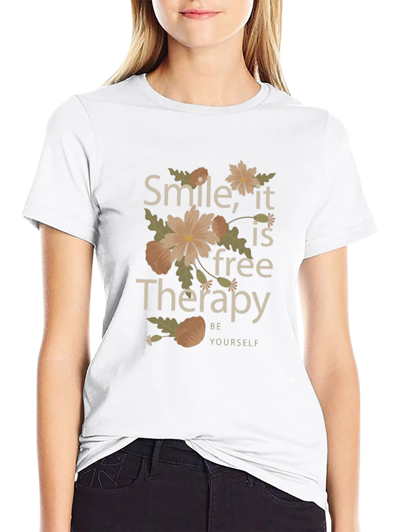 Smile Its Free Therapy Black Graphic Tee
