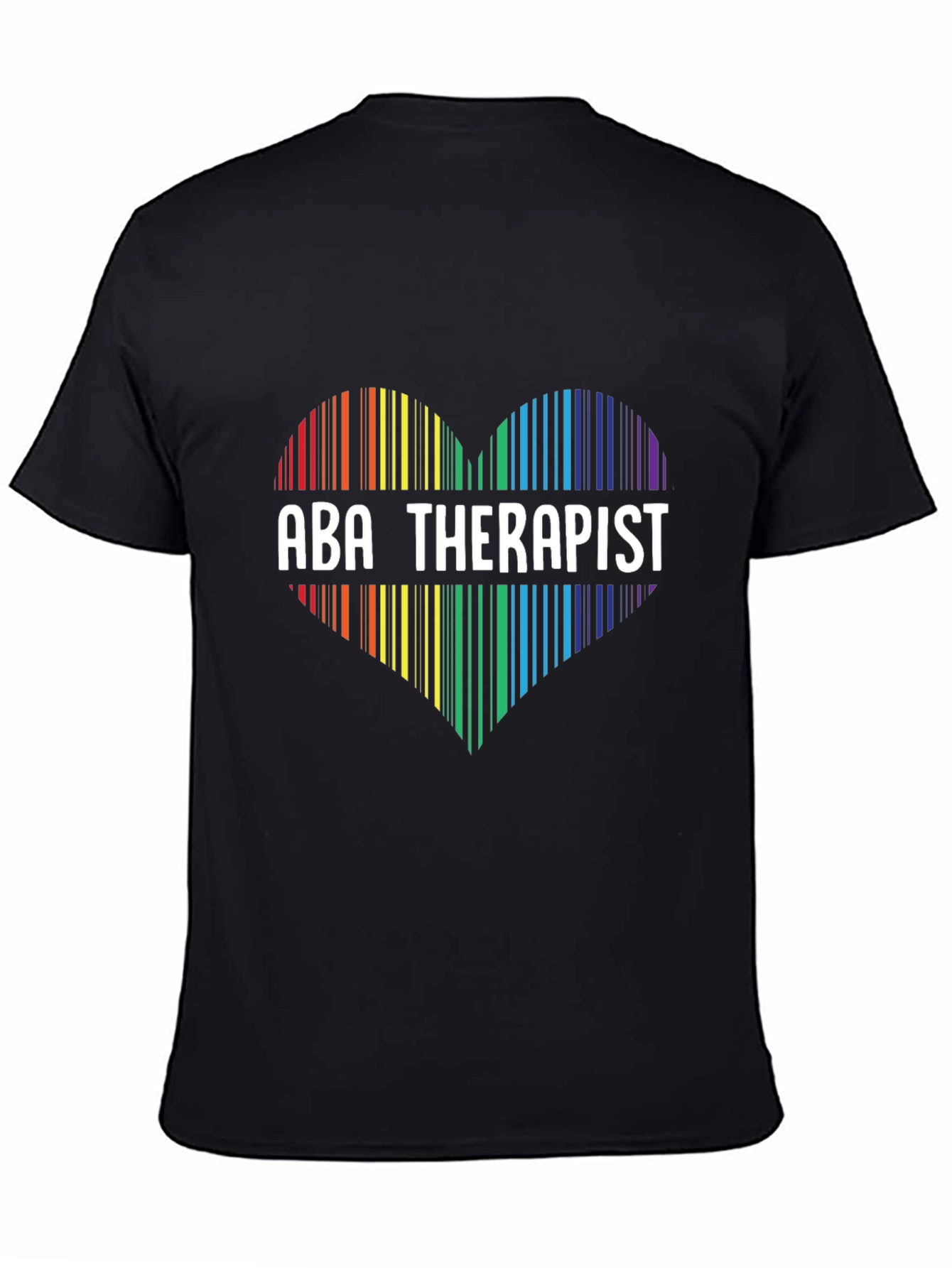 ABA Therapist Rainbow Heart Barcode T-Shirt