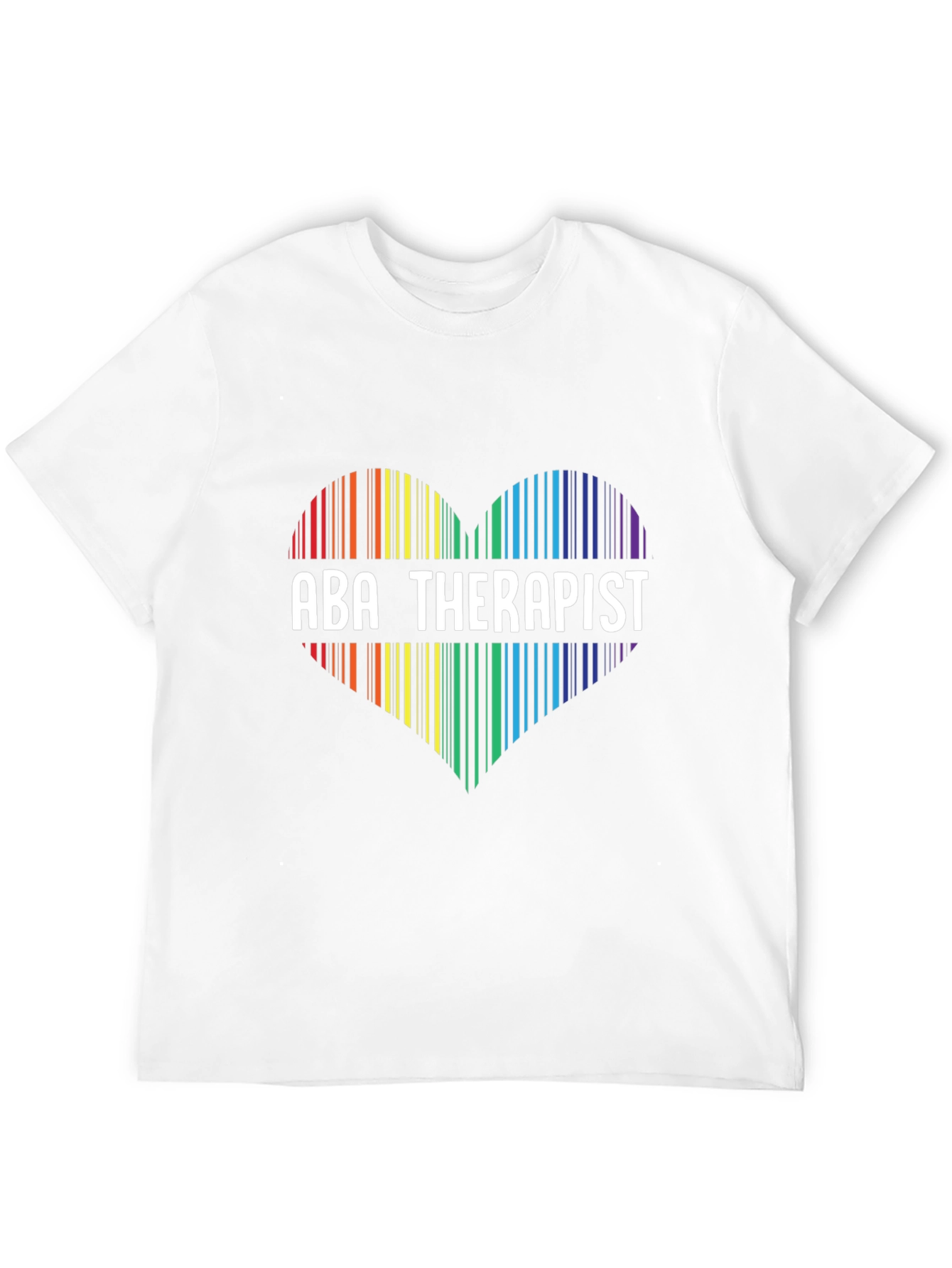 ABA Therapist Rainbow Heart Barcode T-Shirt