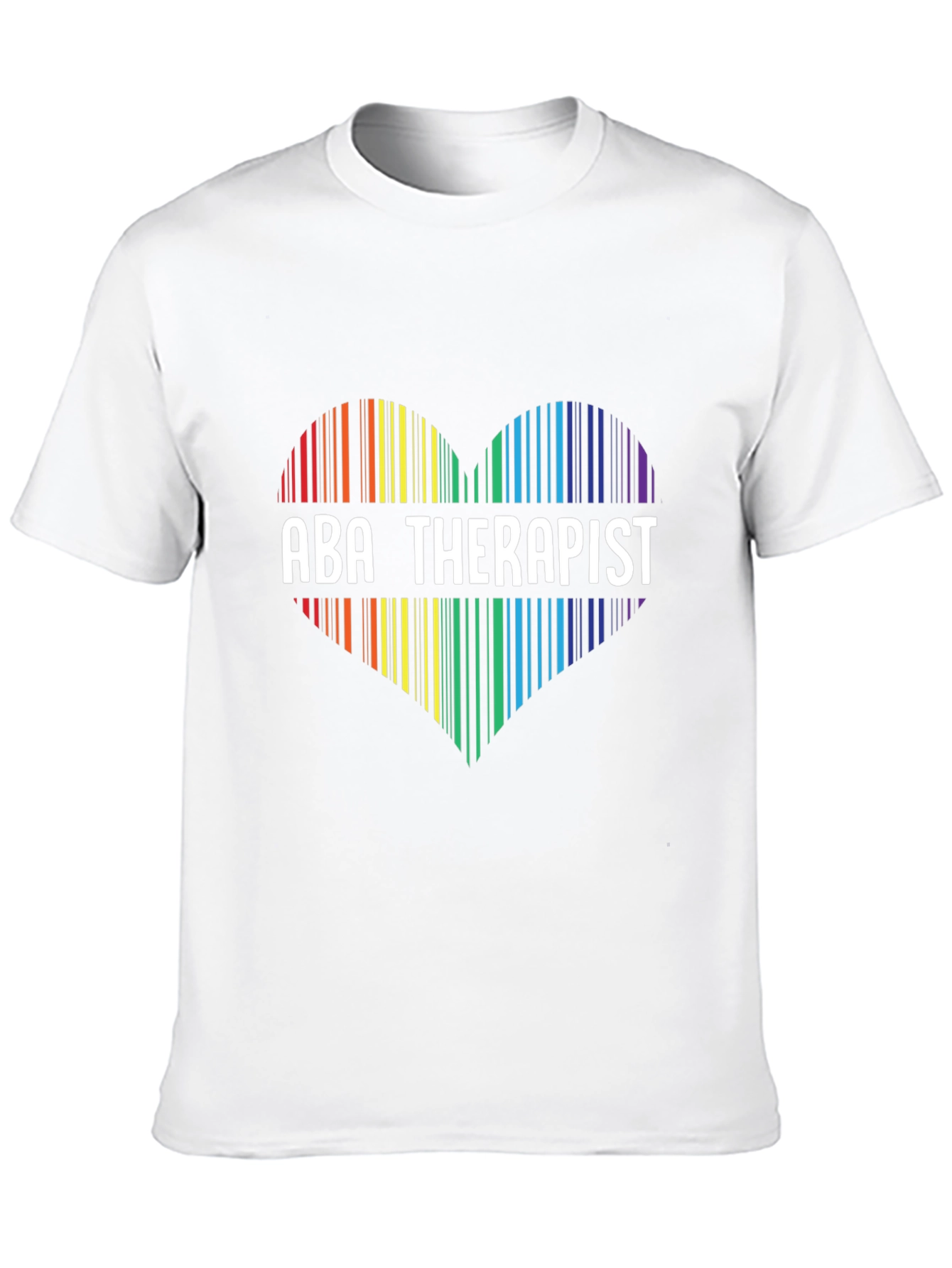 ABA Therapist Rainbow Heart Barcode T-Shirt