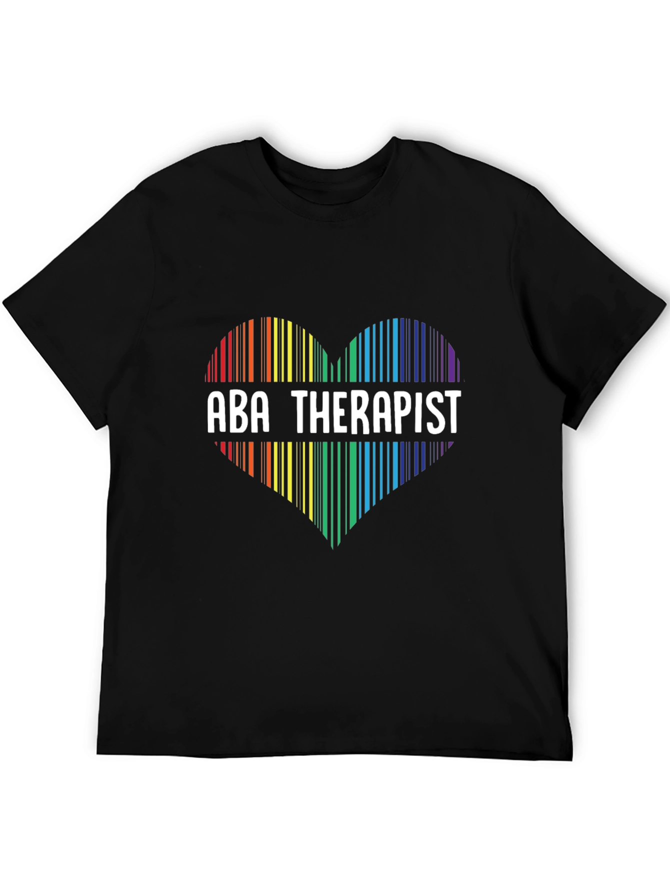 ABA Therapist Rainbow Heart Barcode T-Shirt