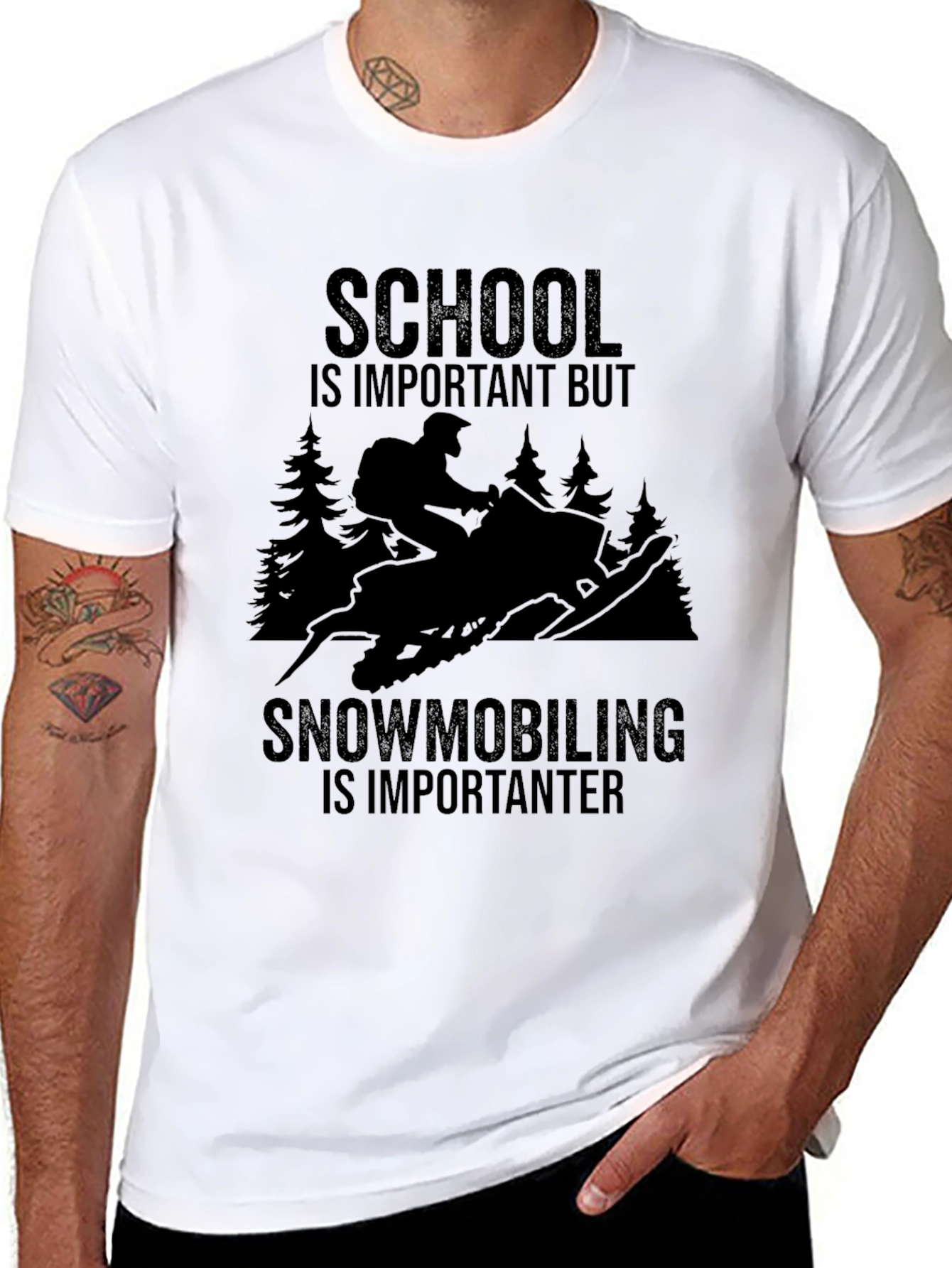 Snowmobiling is Importanter Black T-Shirt