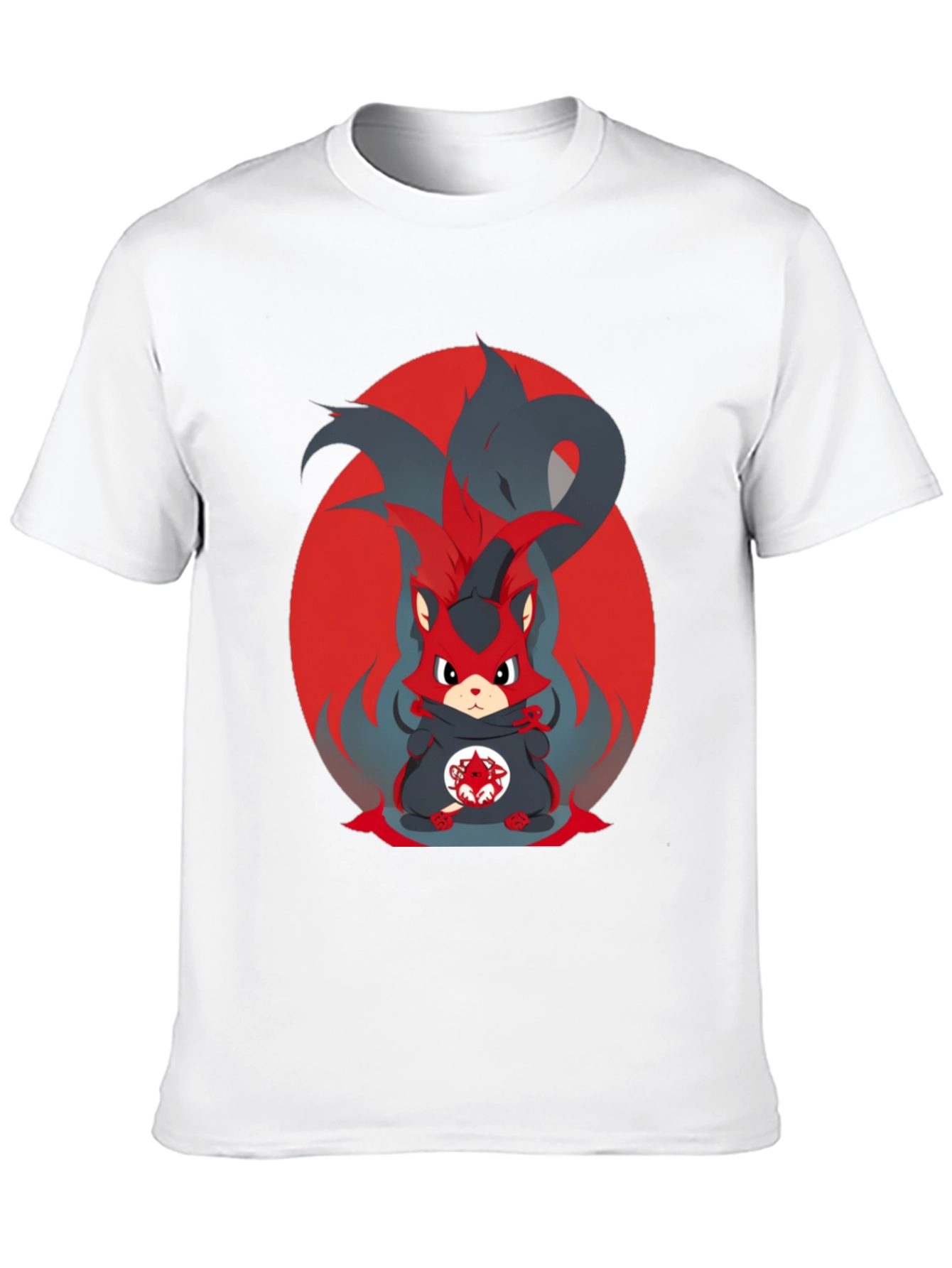 Anime Red Fox Graphic Tee - Mens Black T-Shirt