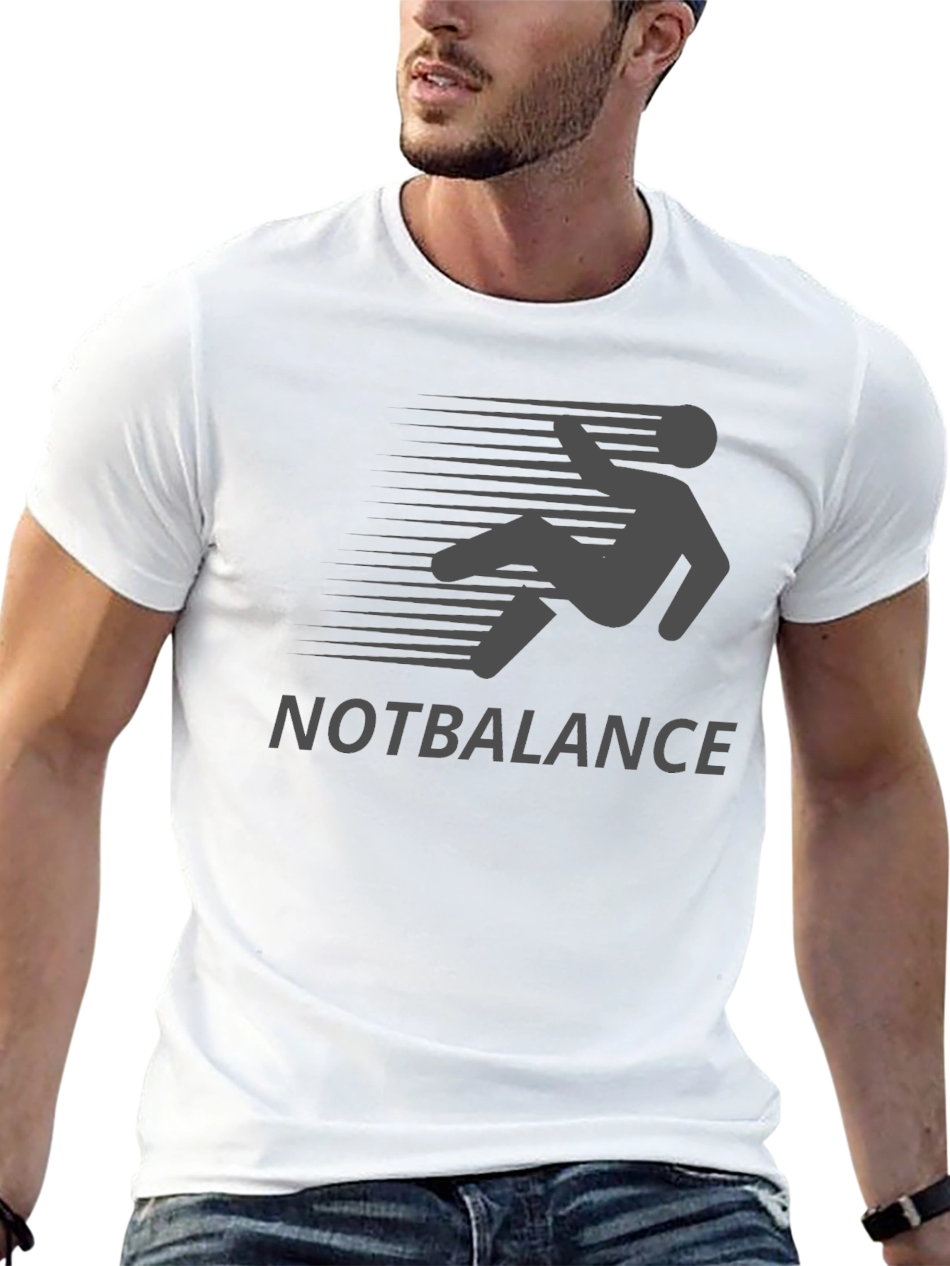 NOTBALANCE Graphic Tee - Funny Falling Man Design