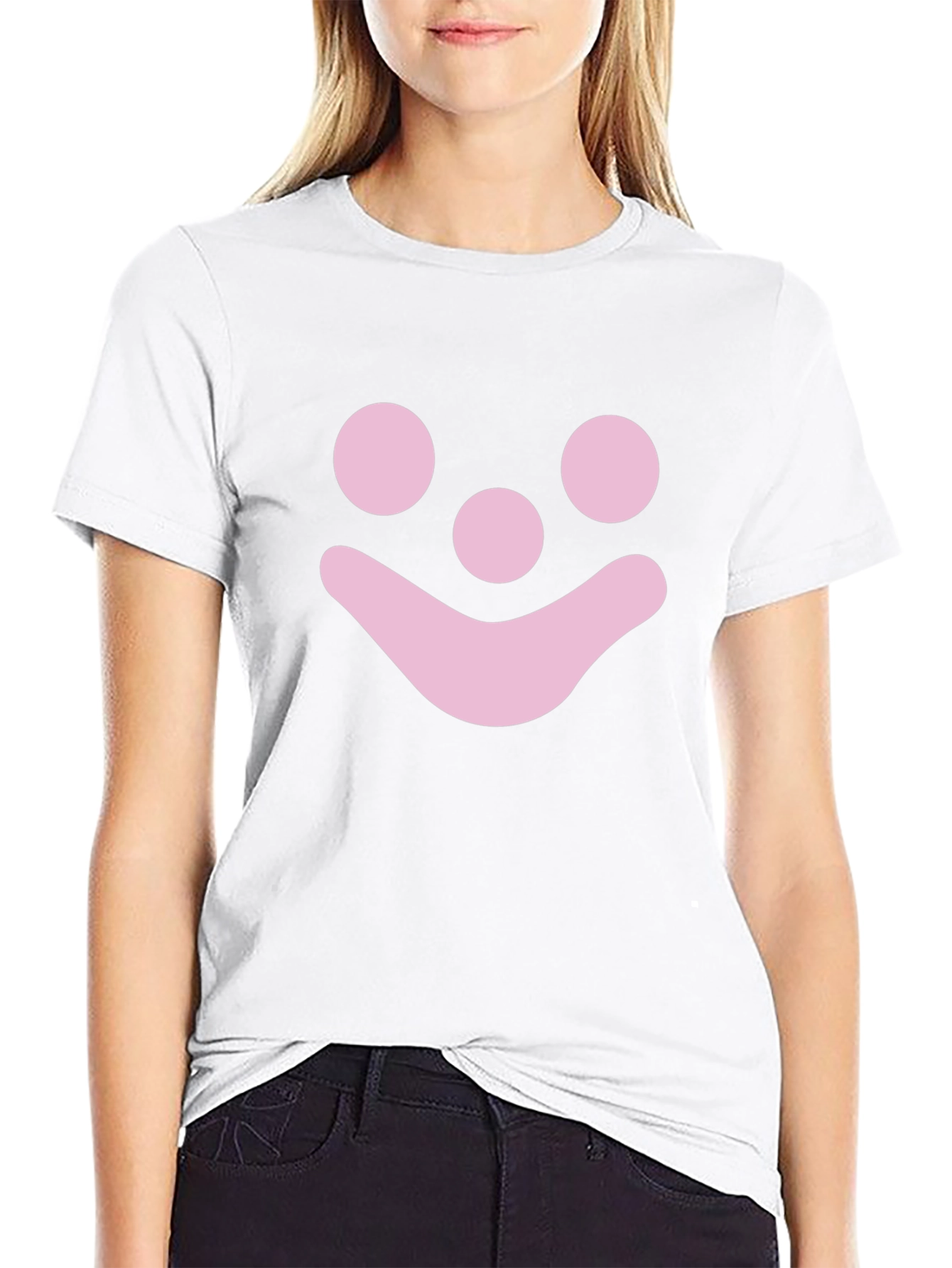 Pink Smiley Face Graphic T-Shirt