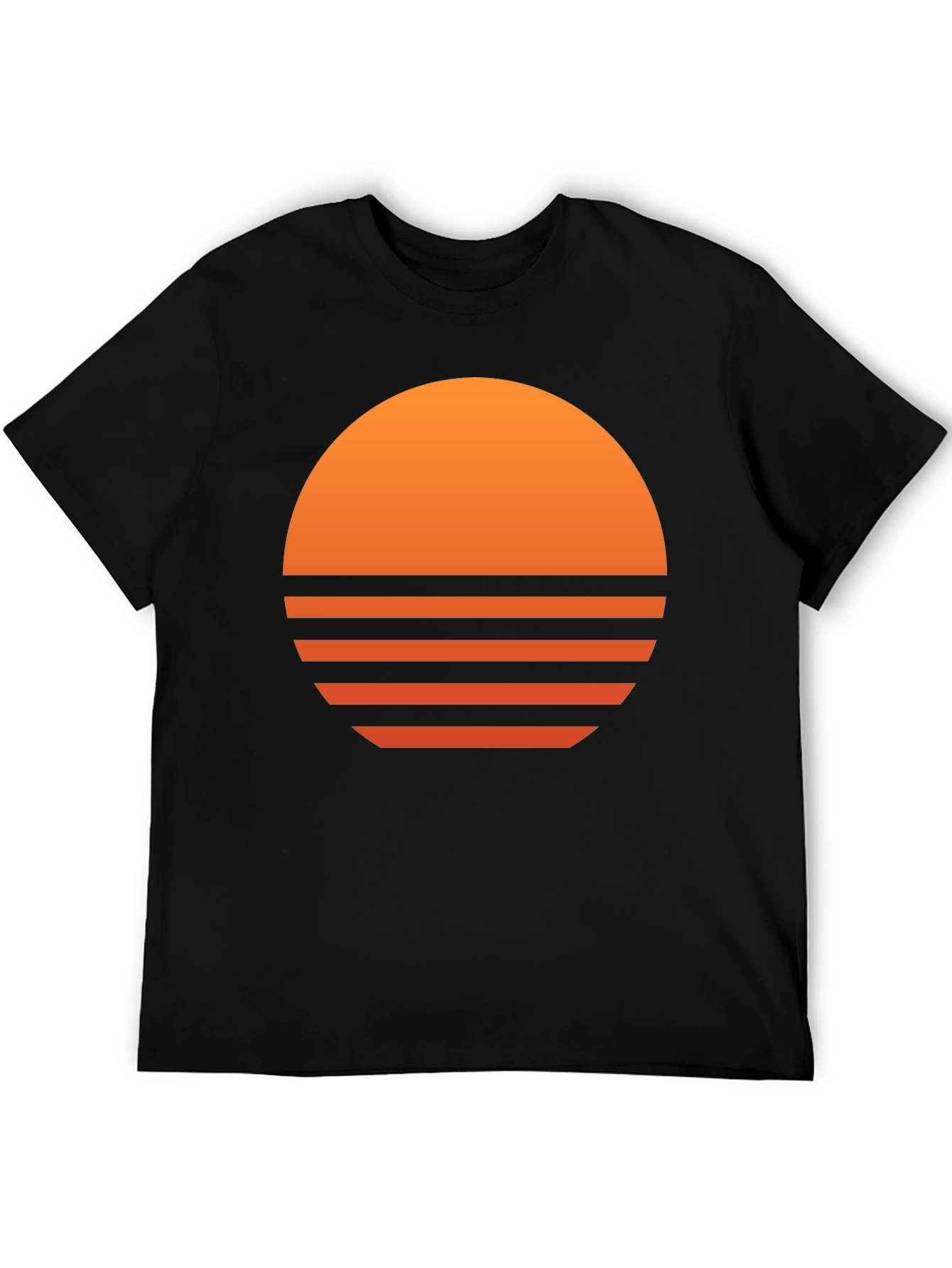 Retro Sunset Graphic Tee - Black Cotton Blend
