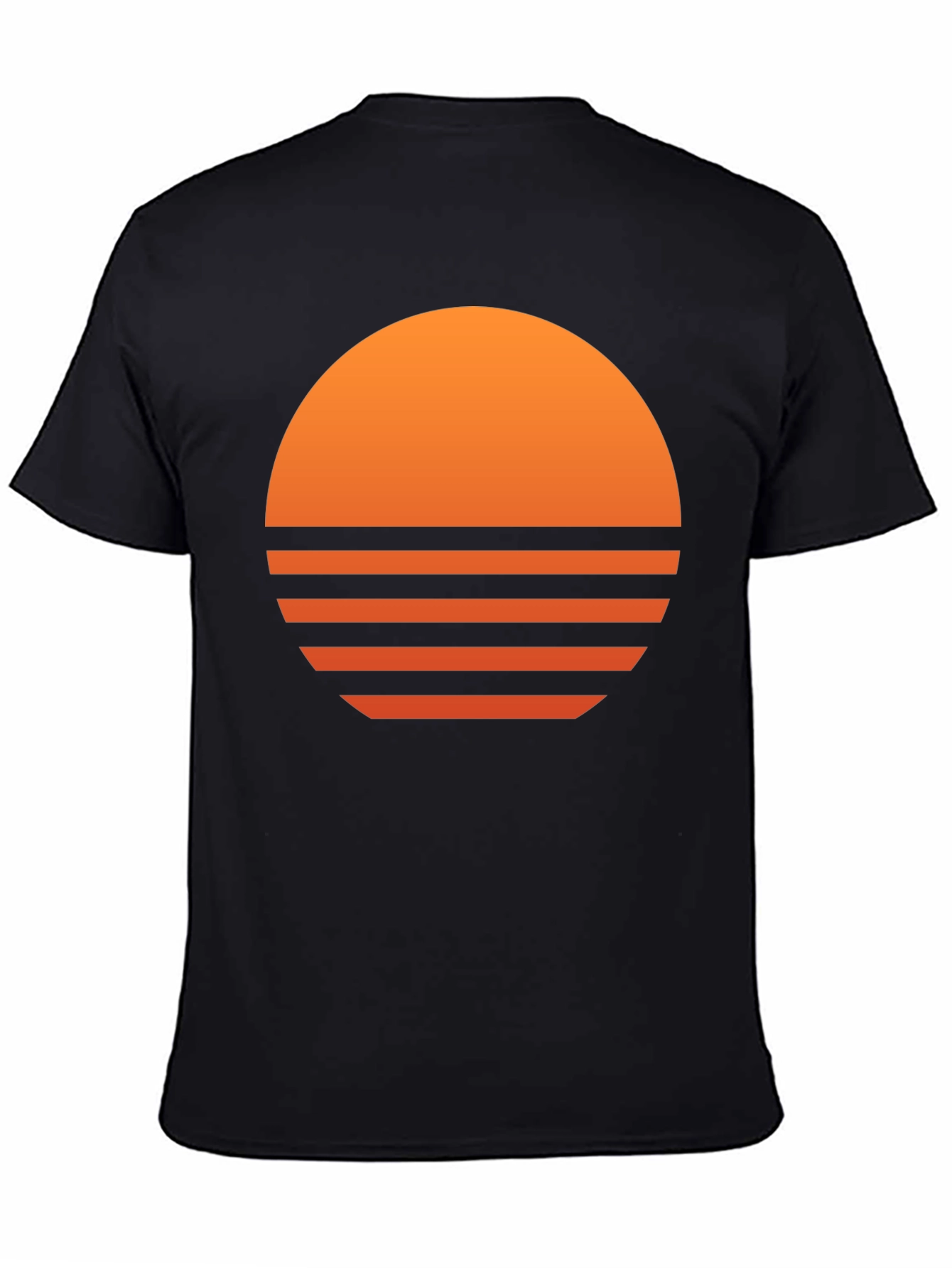 Retro Sunset Graphic Tee - Black Cotton Blend