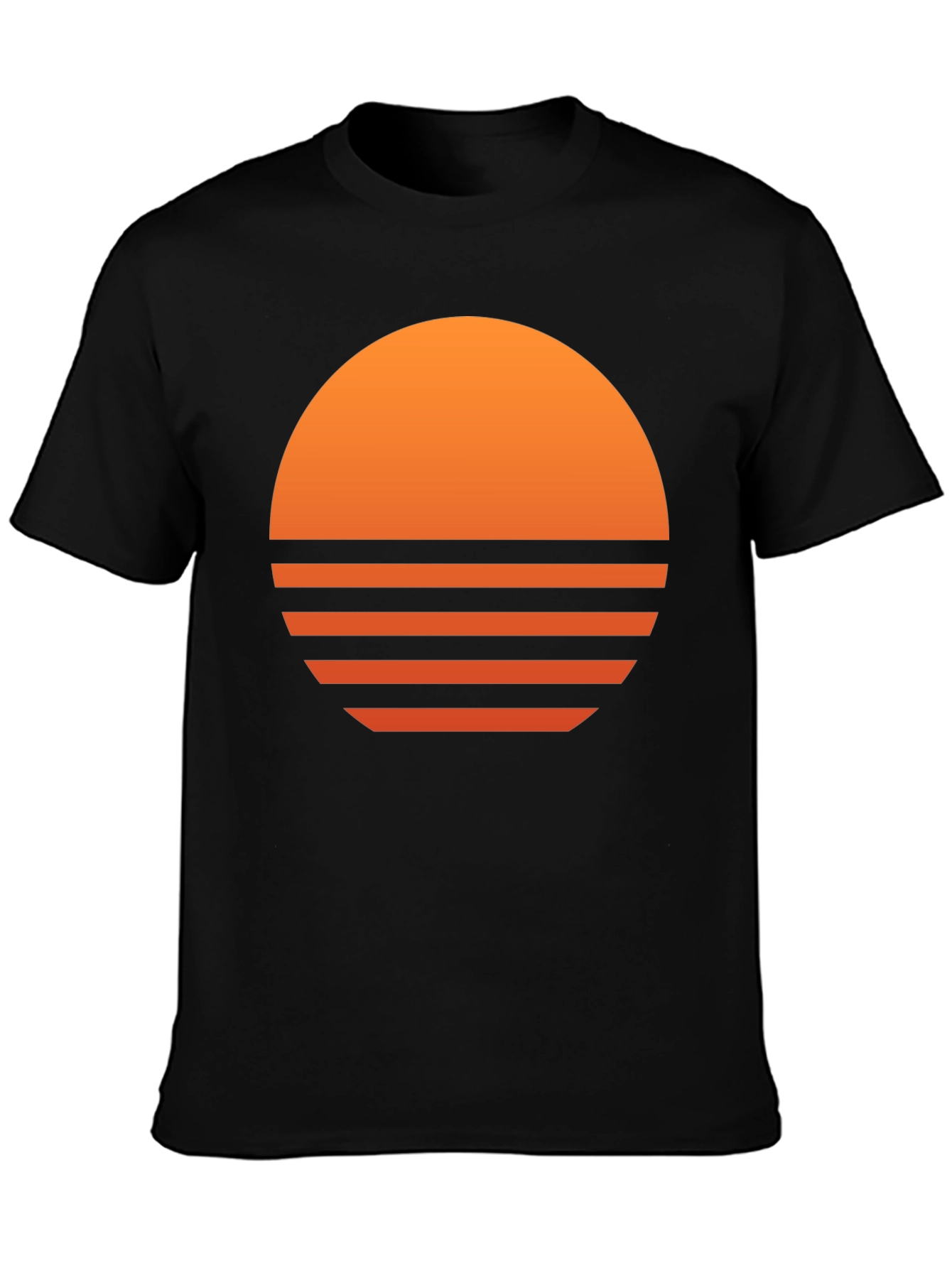 Retro Sunset Graphic Tee - Black Cotton Blend